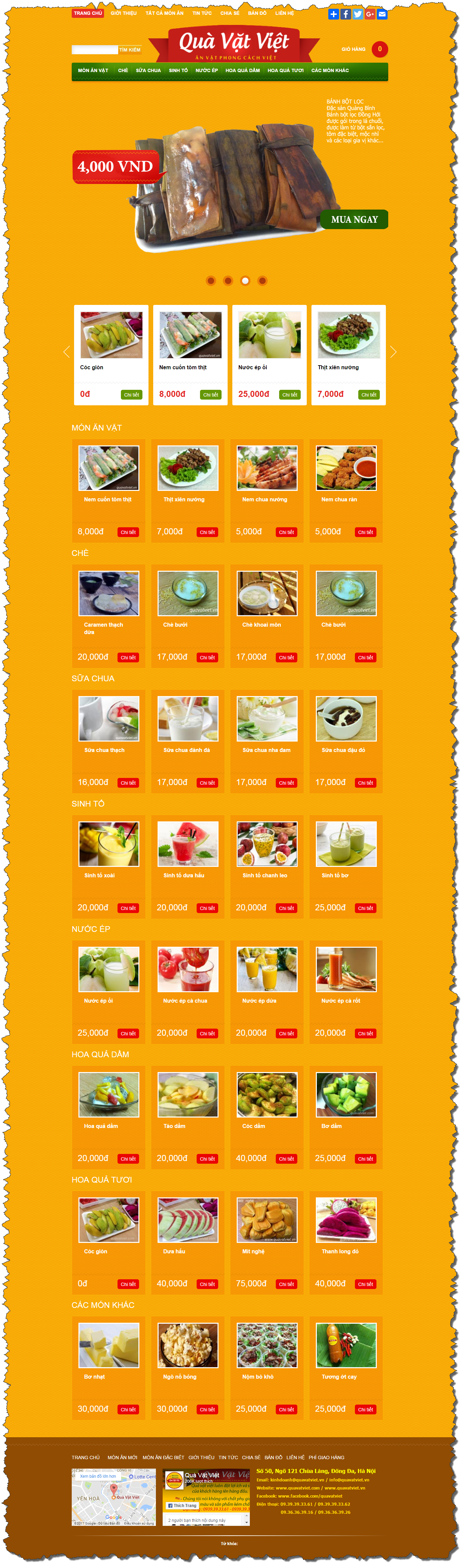 Thiết kế Web Đồ Ăn vặt quavatviet.vn