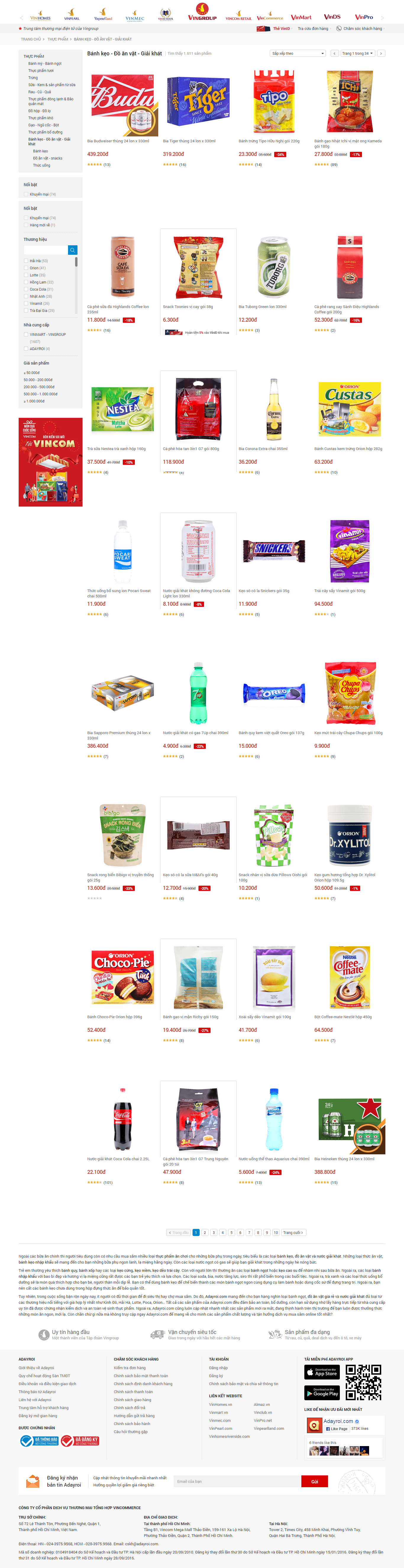 Thiết kế Web Đồ Ăn vặt adayroi.com