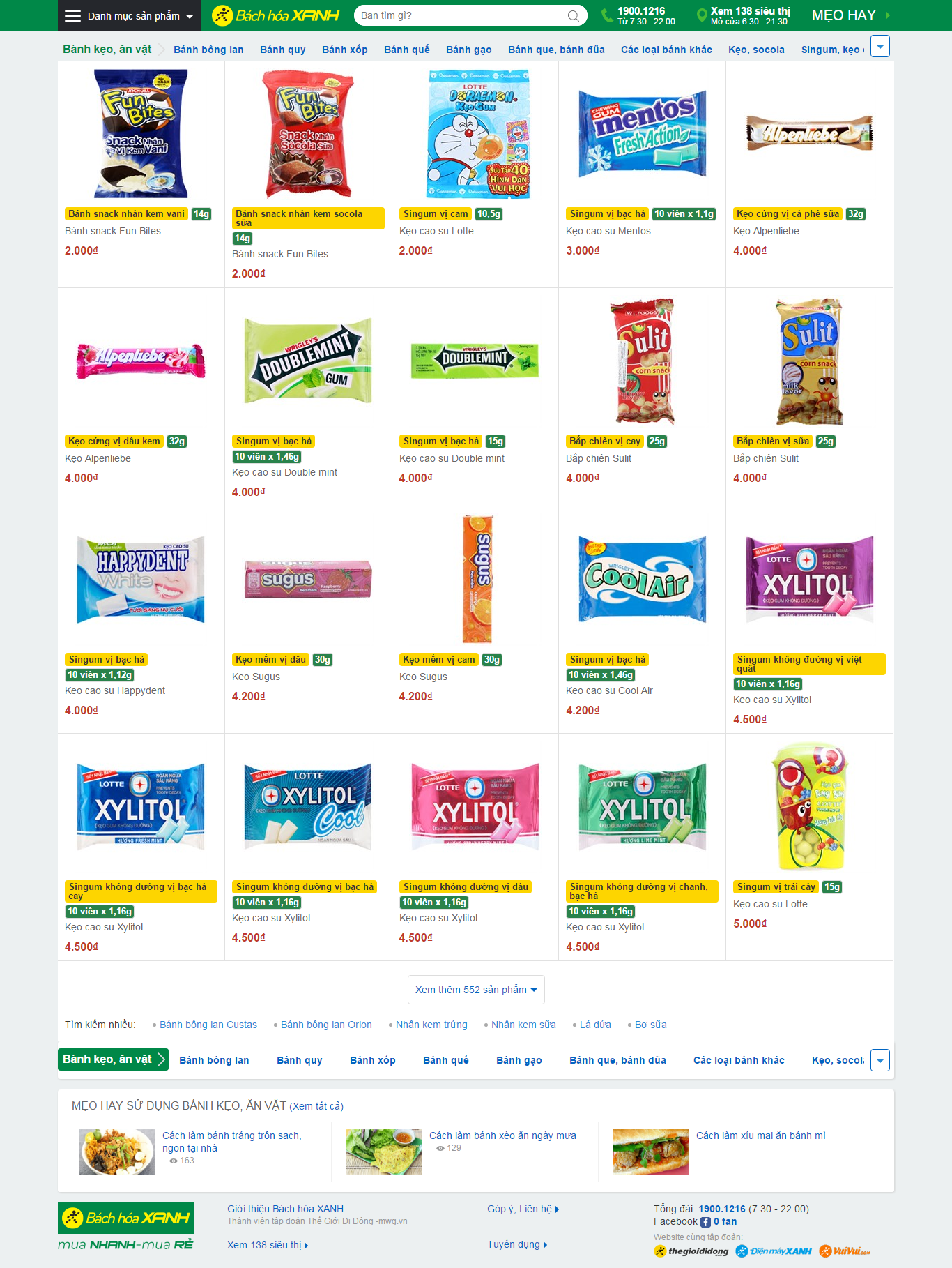 Thiết kế Web Đồ Ăn vặt bachhoaxanh.com