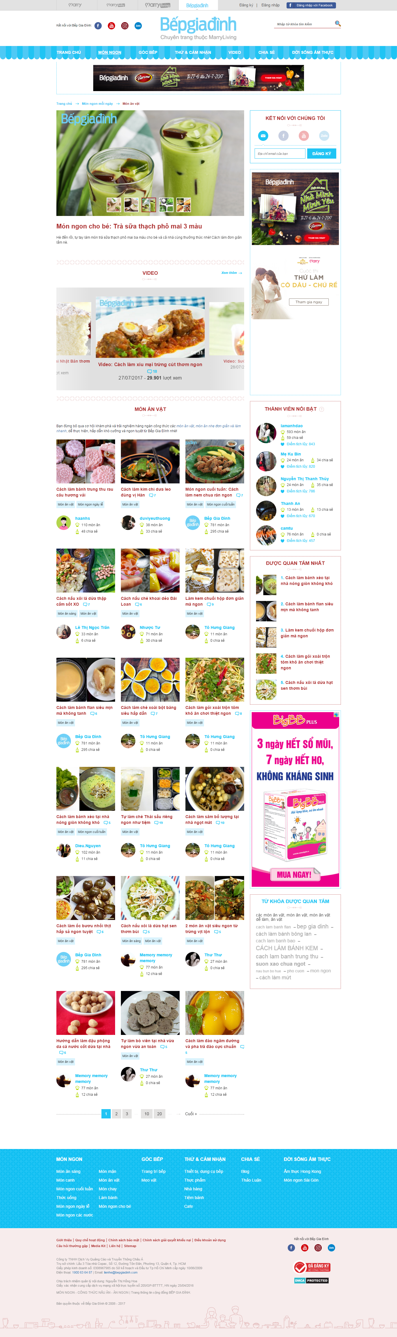 Thiết kế Web Đồ Ăn vặt bepgiadinh.com