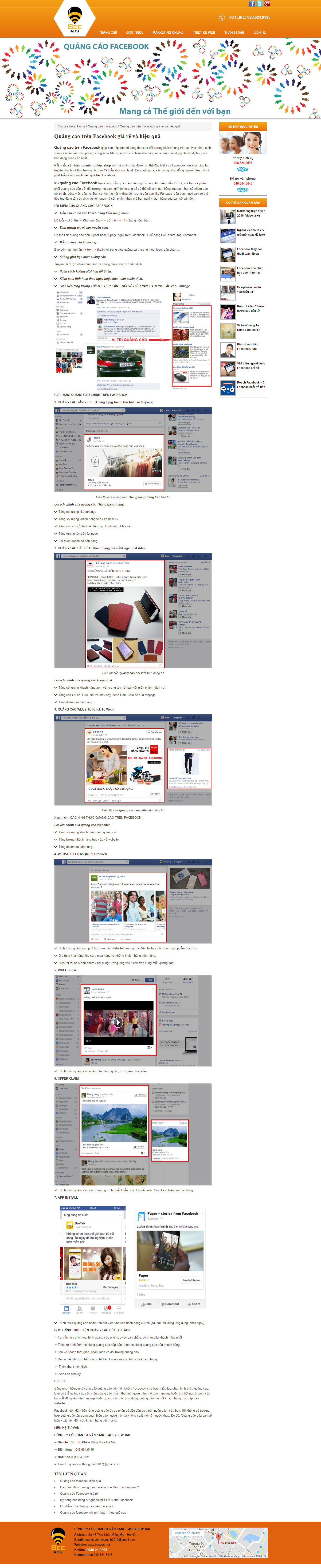 Thiết kế Web quảng cáo facebook beeads.net