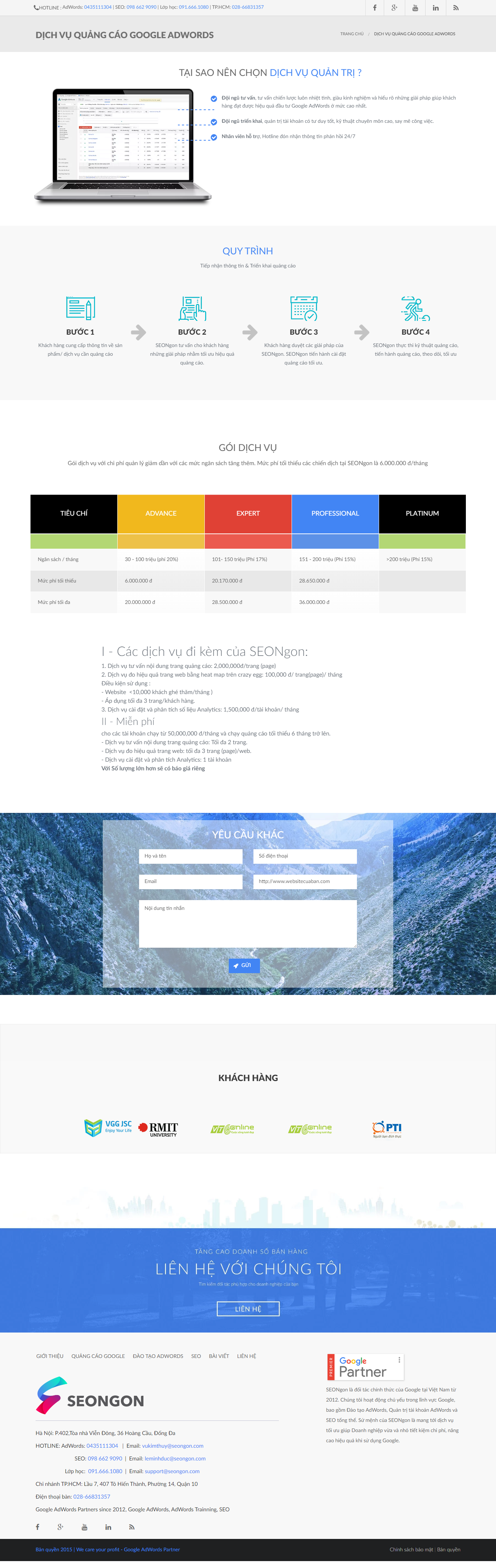 Thiết kế Web quảng cáo google adwords seongon.com