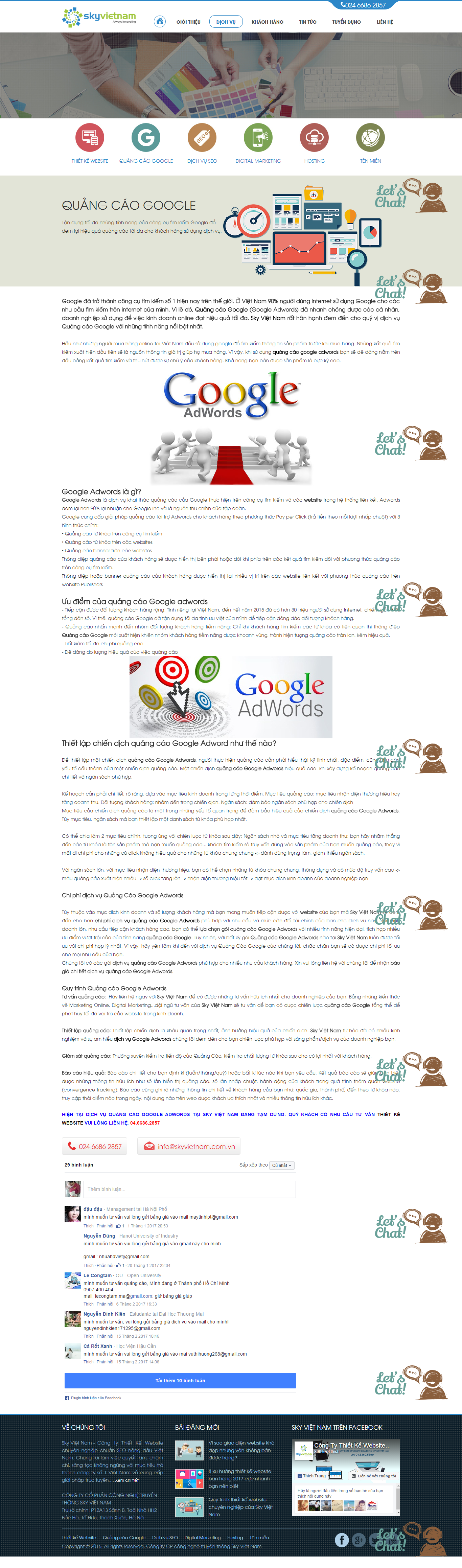 Thiết kế Web quảng cáo google adwords skyvietnam.com.vn
