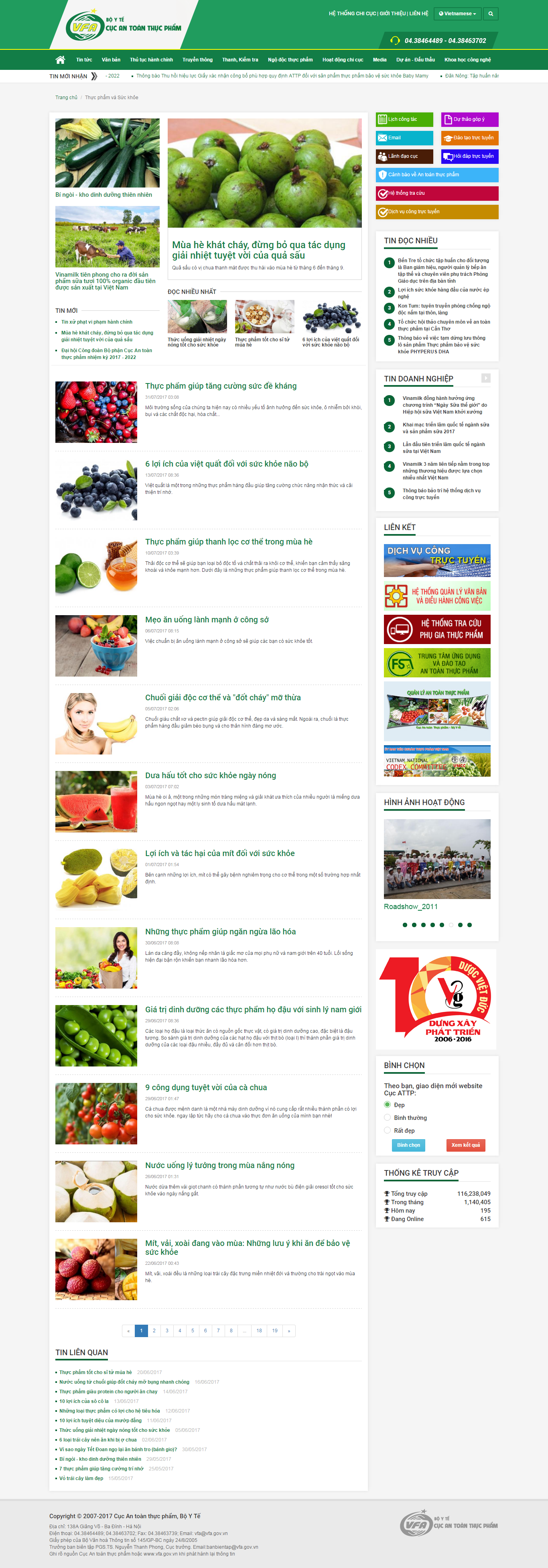 Thiết kế Web thực phẩm vfa.gov.vn