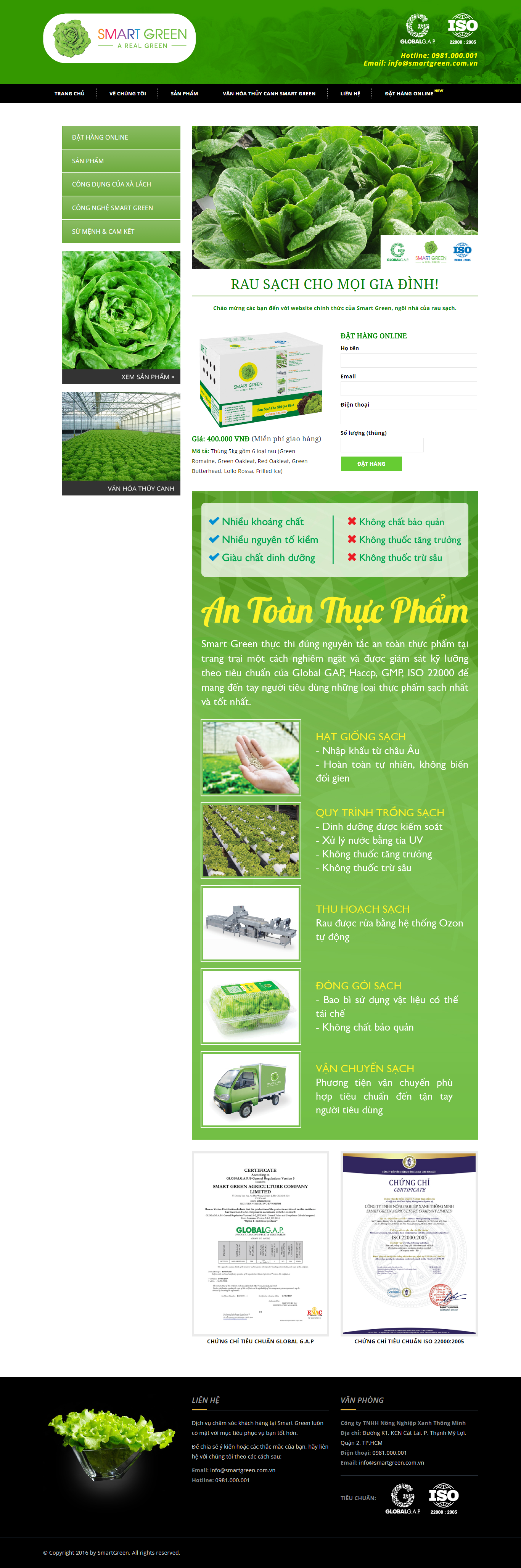 Thiết kế Web thực phẩm smartgreen.com.vn