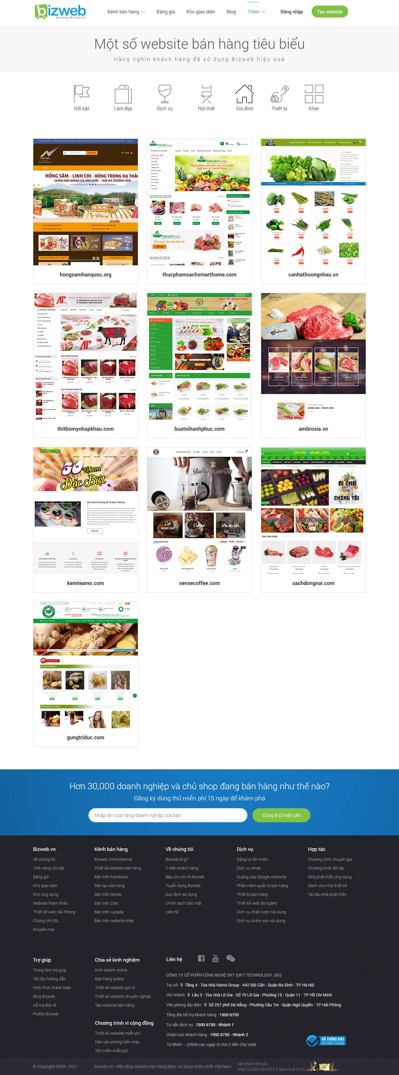 Thiết kế Web thực phẩm bizweb.vn