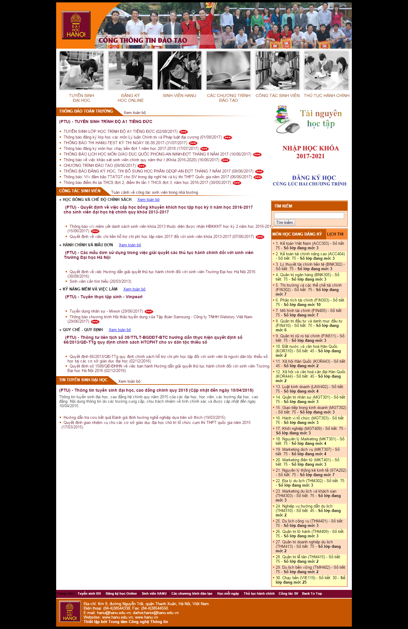 Thiết kế Web cổng thông tin daotao.hanu.vn