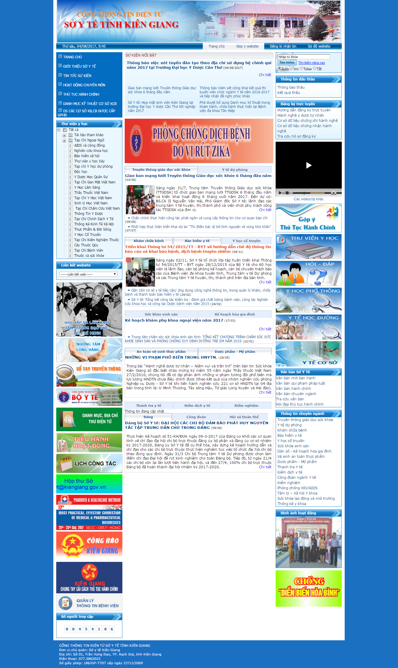 Thiết kế Web cổng thông tin soyte.kiengiangportal.gov.vn8080