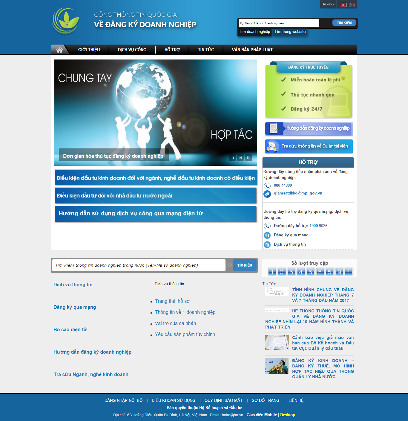 Thiết kế Web cổng thông tin dangkykinhdoanh.gov.vn