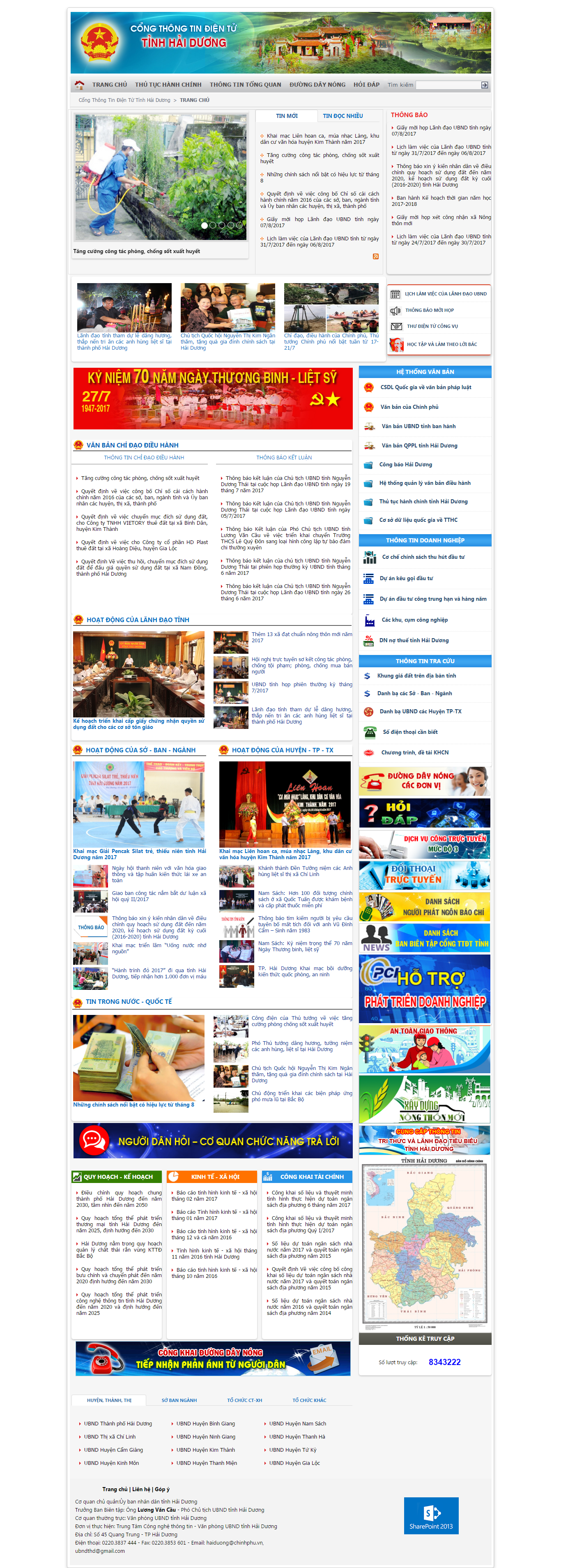 Thiết kế Web cổng thông tin haiduong.gov.vn