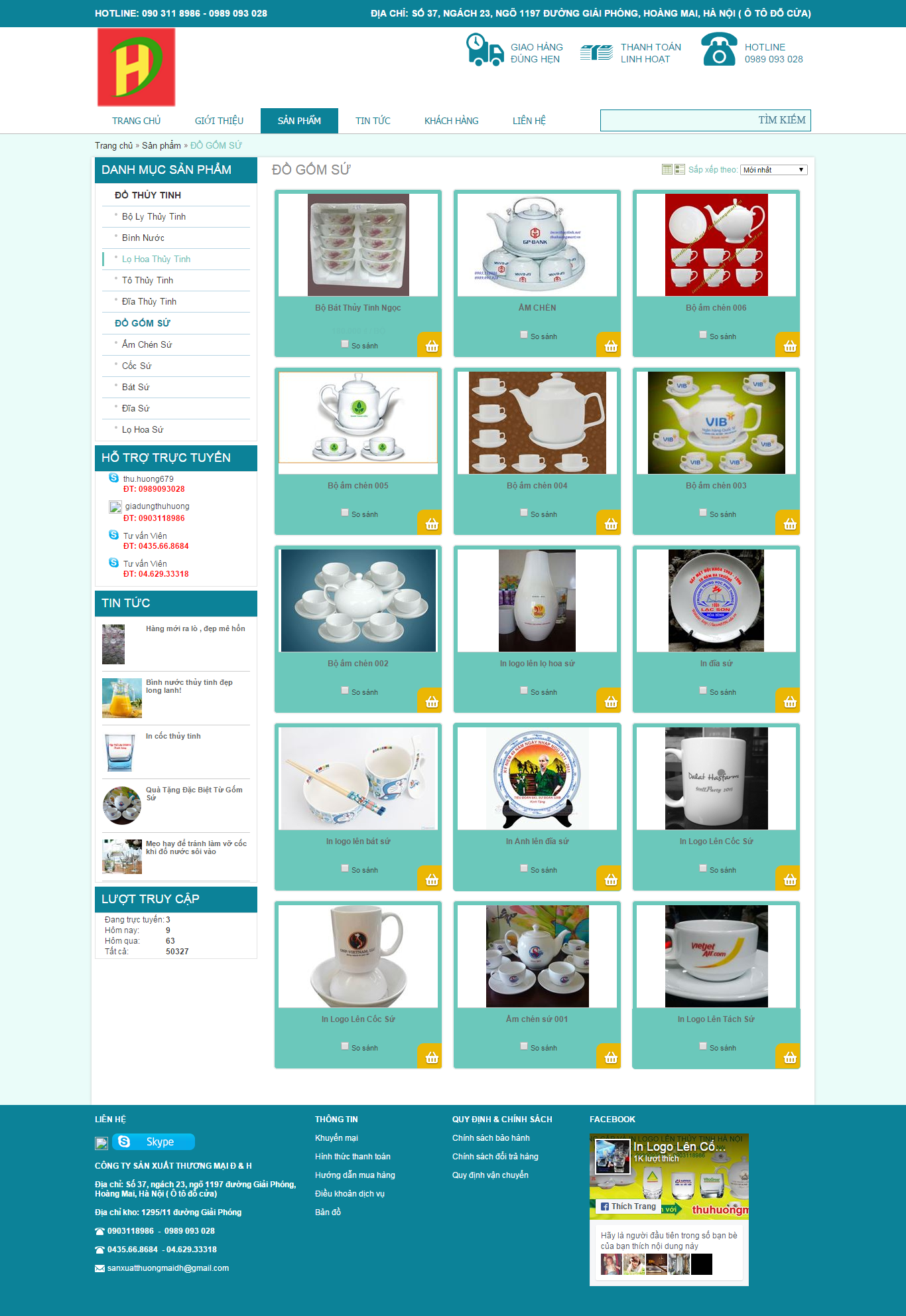 Thiết kế Web Đồ gốm sứ incocthuytinh.net