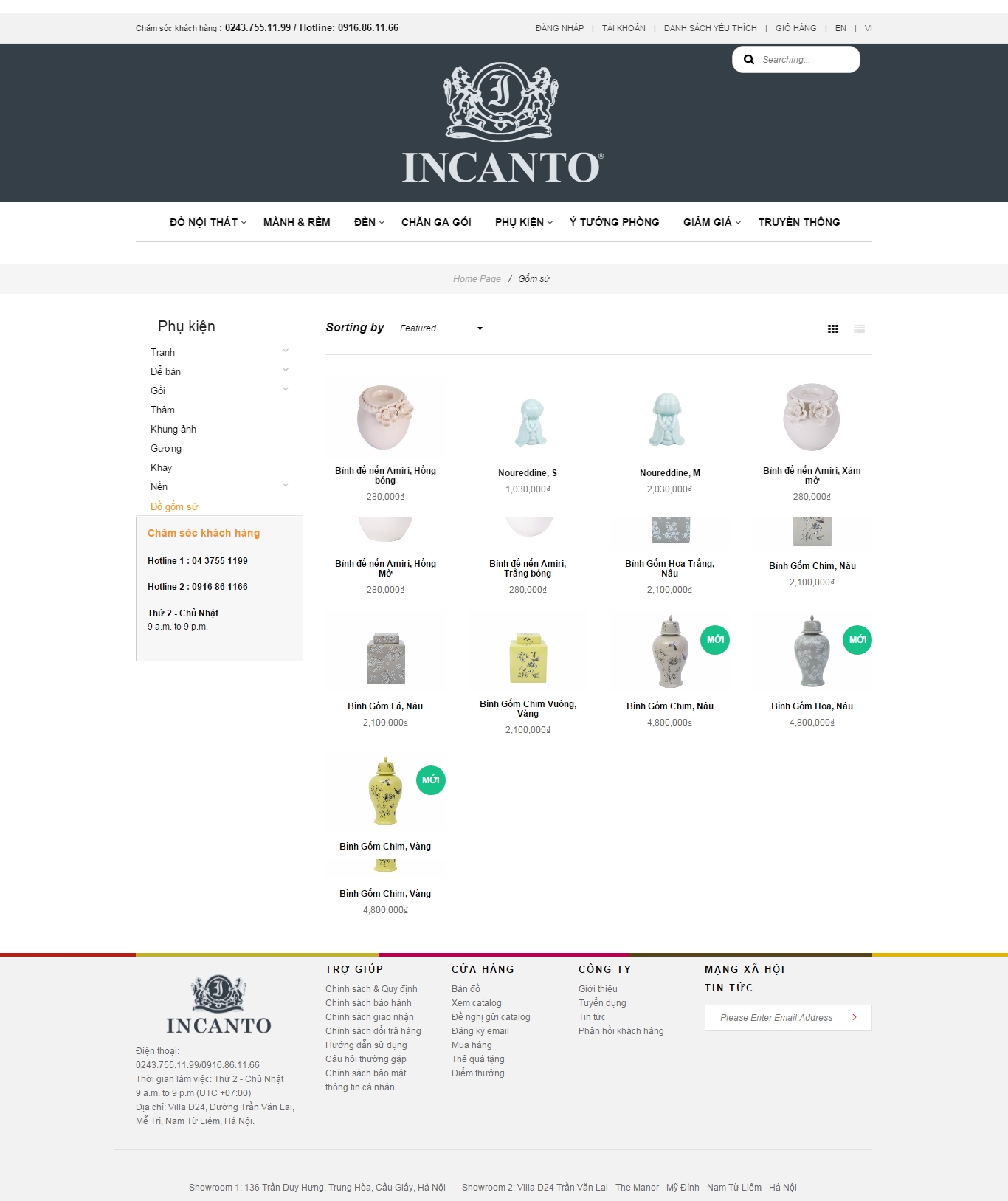 Thiết kế Web Đồ gốm sứ incantovietnam.com.vn