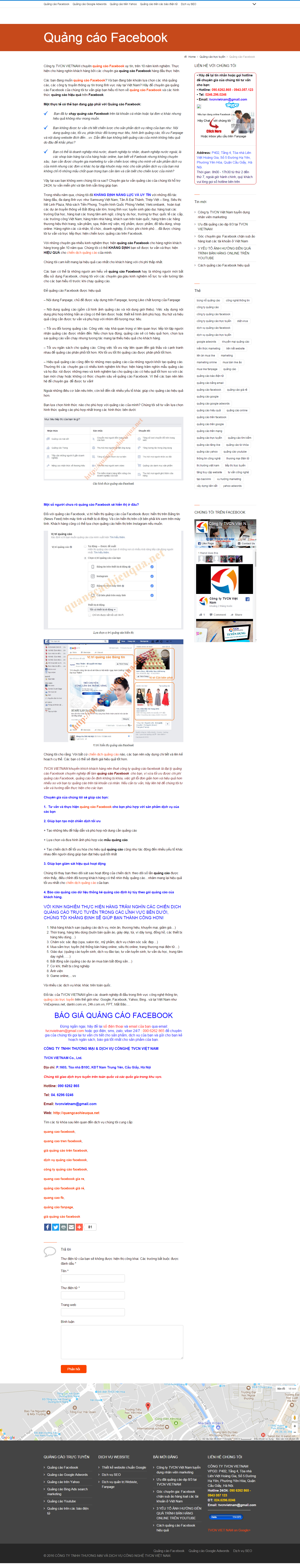 Thiết kế Web quảng cáo facebook quangcaohieuqua.net