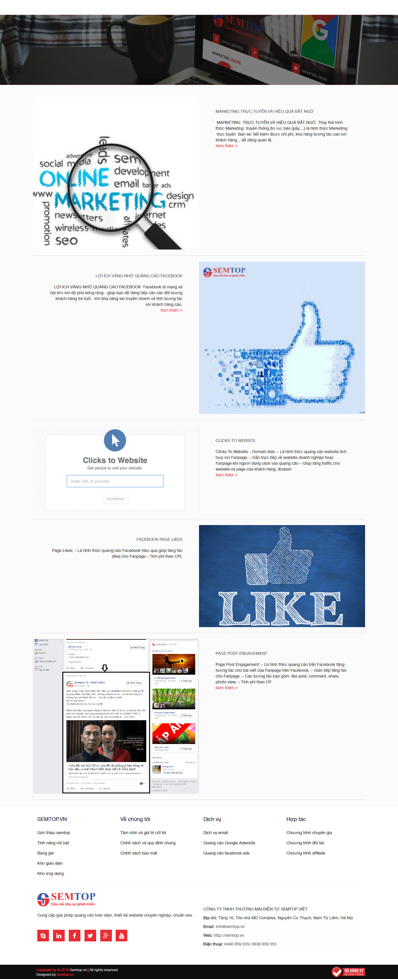 Thiết kế Web quảng cáo facebook semtop.vn