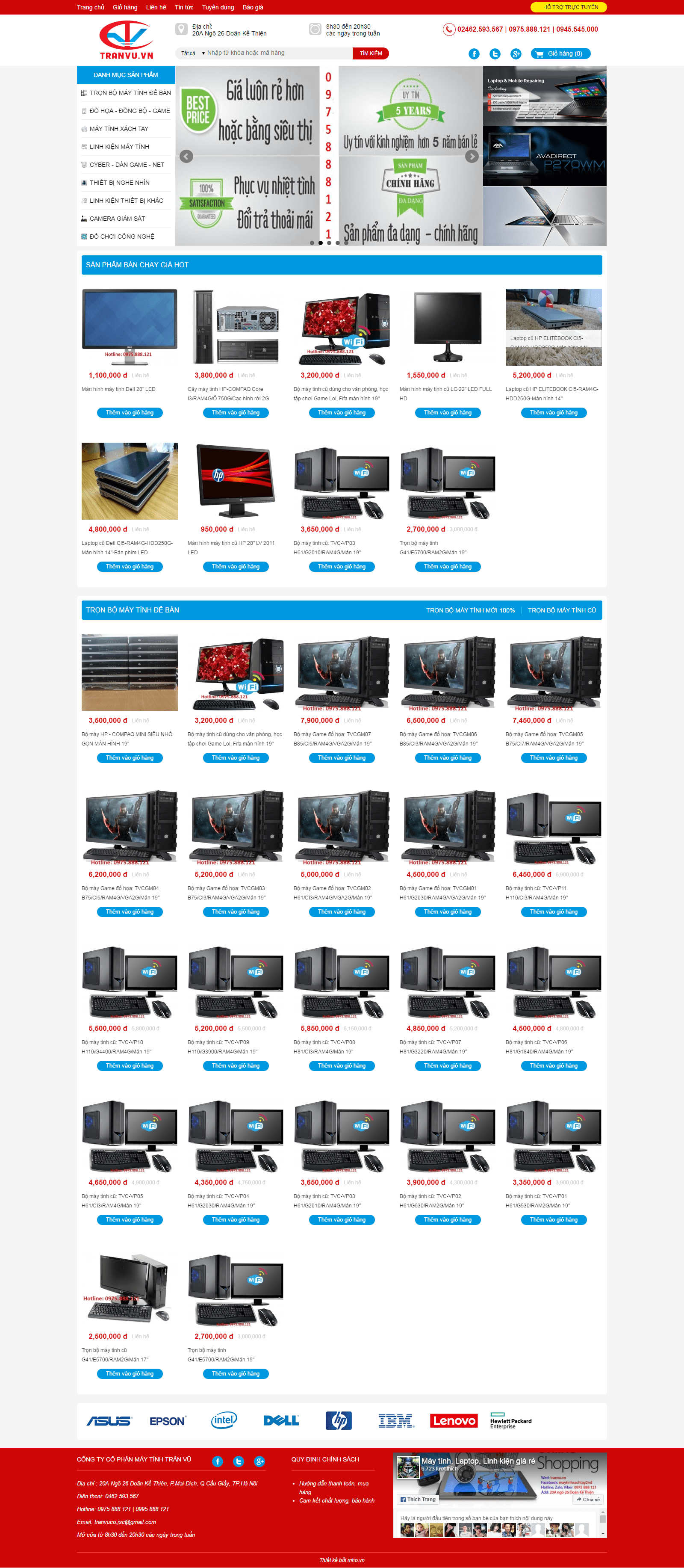 Thiết kế Web siêu thị điện máy đẹp tranvu.vn