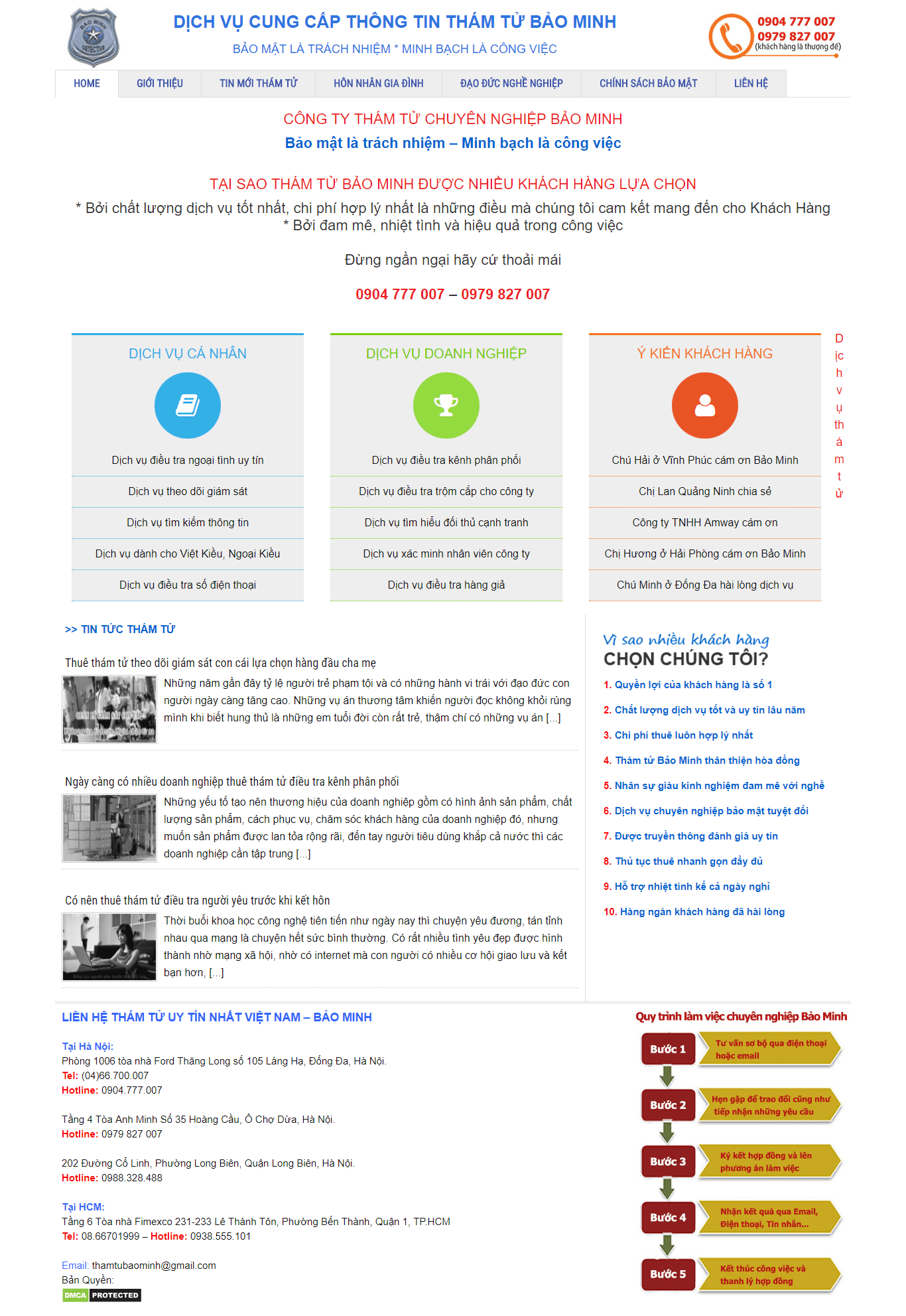 Thiết kế Web thám tử bảo vệ thuethamtuuytin.com