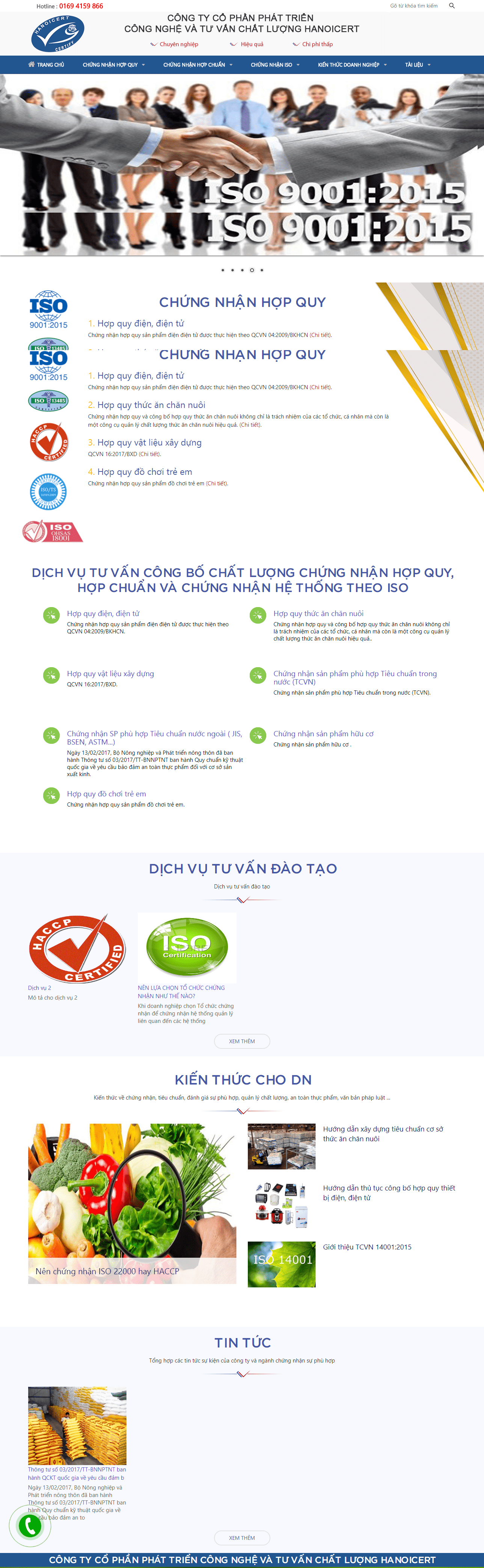 Thiết kế Web công ty hanoicert.com