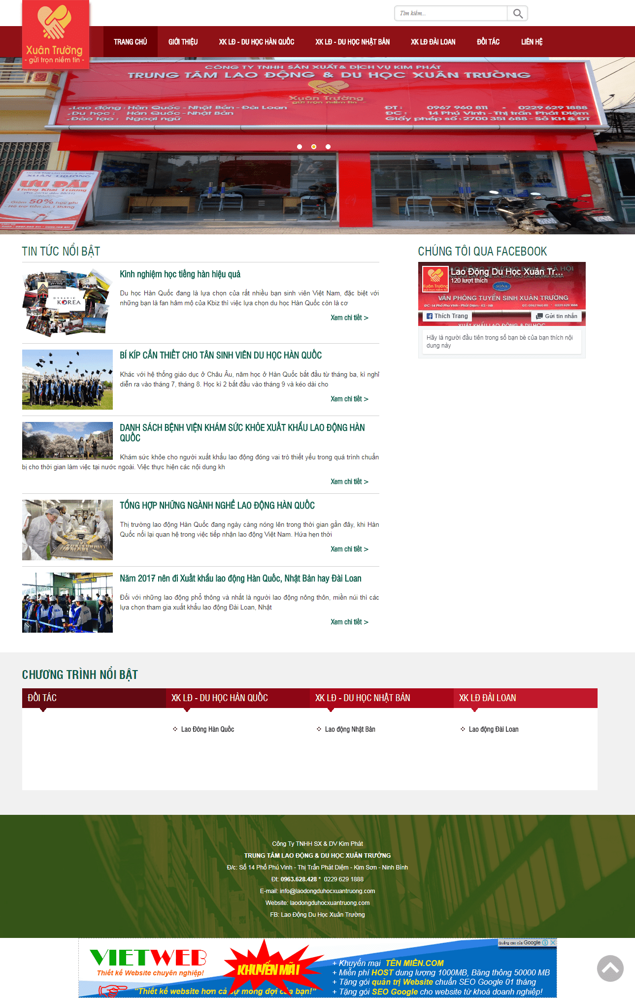 Thiết kế Web  laodongduhocxuantruong.com