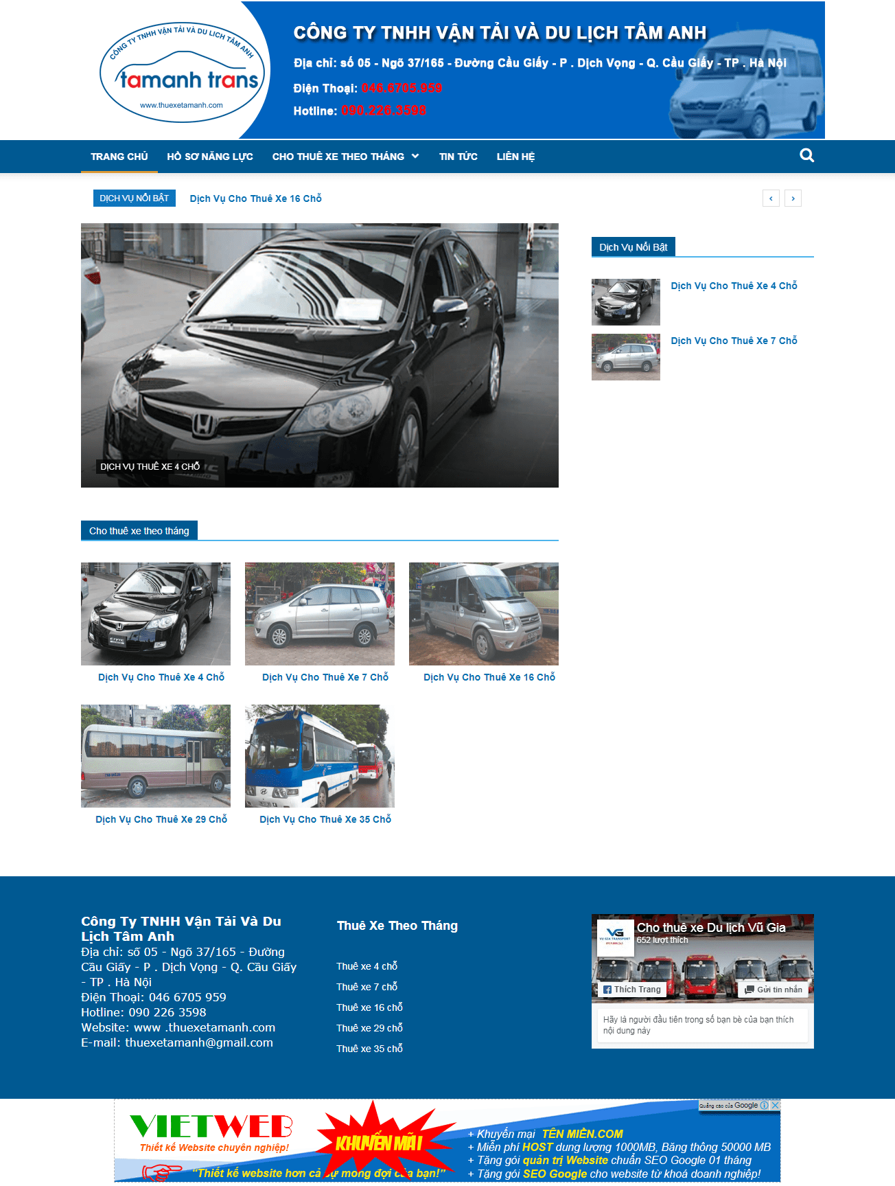 Thiết kế Web  thuexetamanh.com