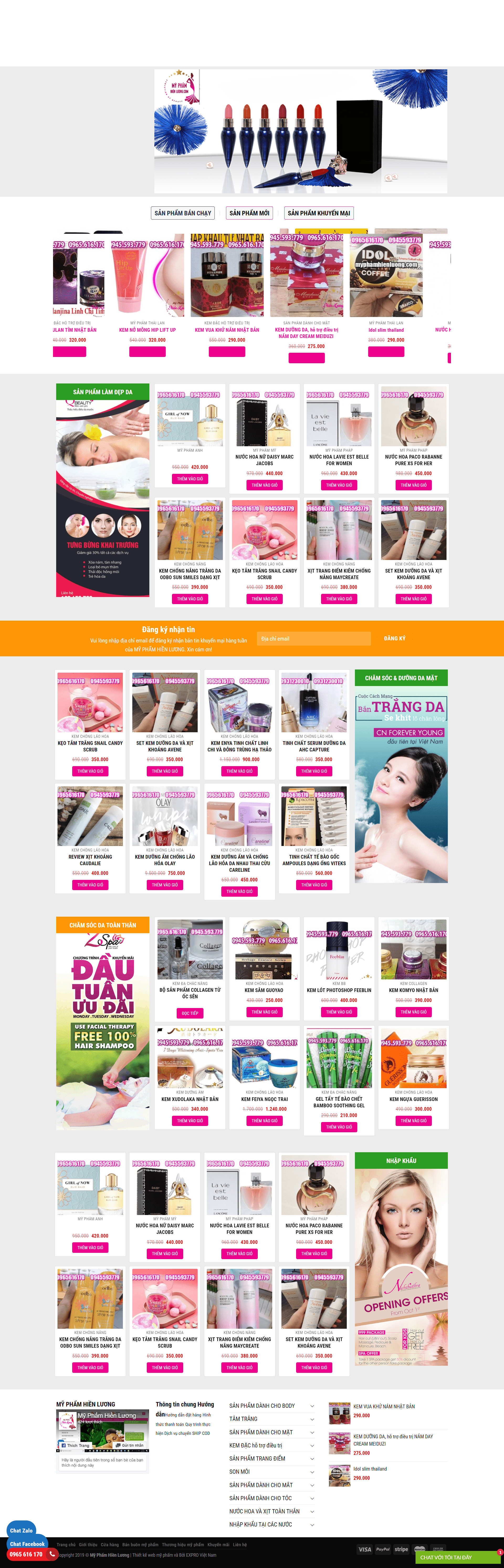 Thiết kế Web mỹ phẩm nước hoa myphamhienluong.com