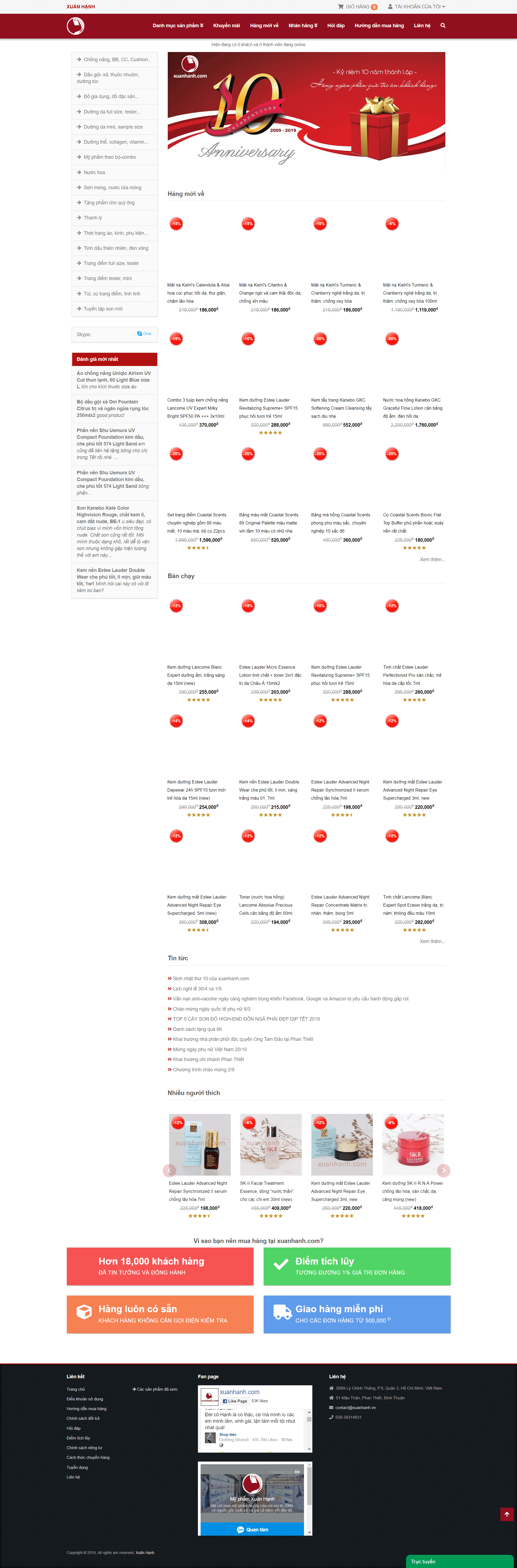Thiết kế Web mỹ phẩm nước hoa xuanhanh.vn