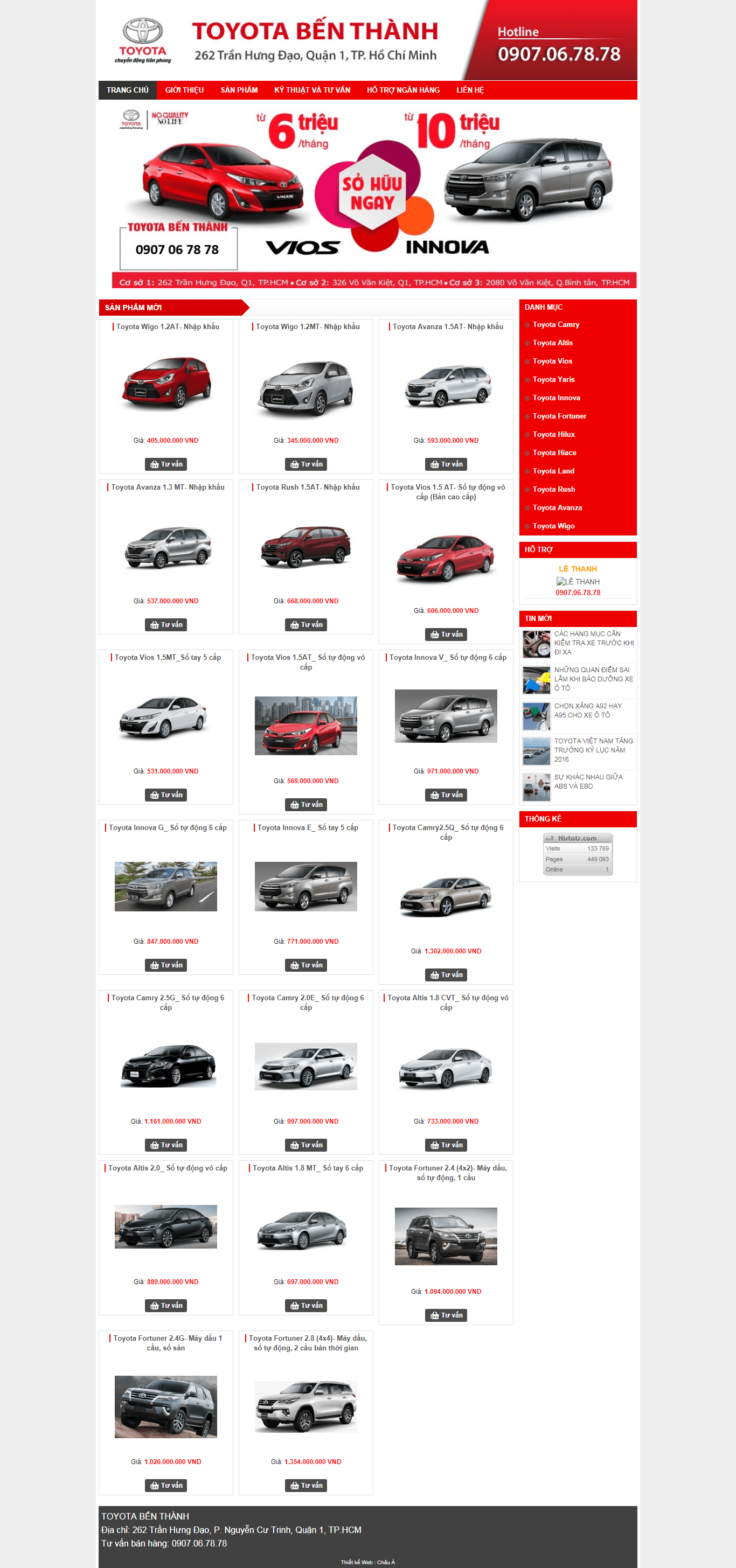 Thiết kế Web xe hơi Ô tô benthanhtoyota.com.vn
