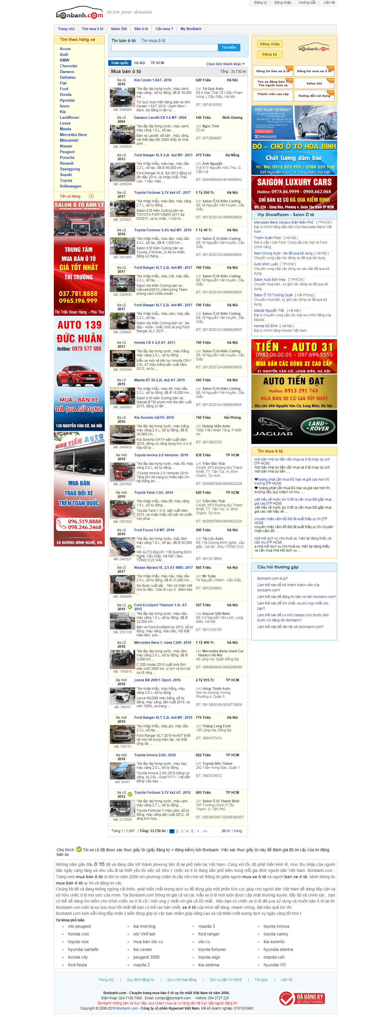 Thiết kế Web xe hơi Ô tô bonbanh.com