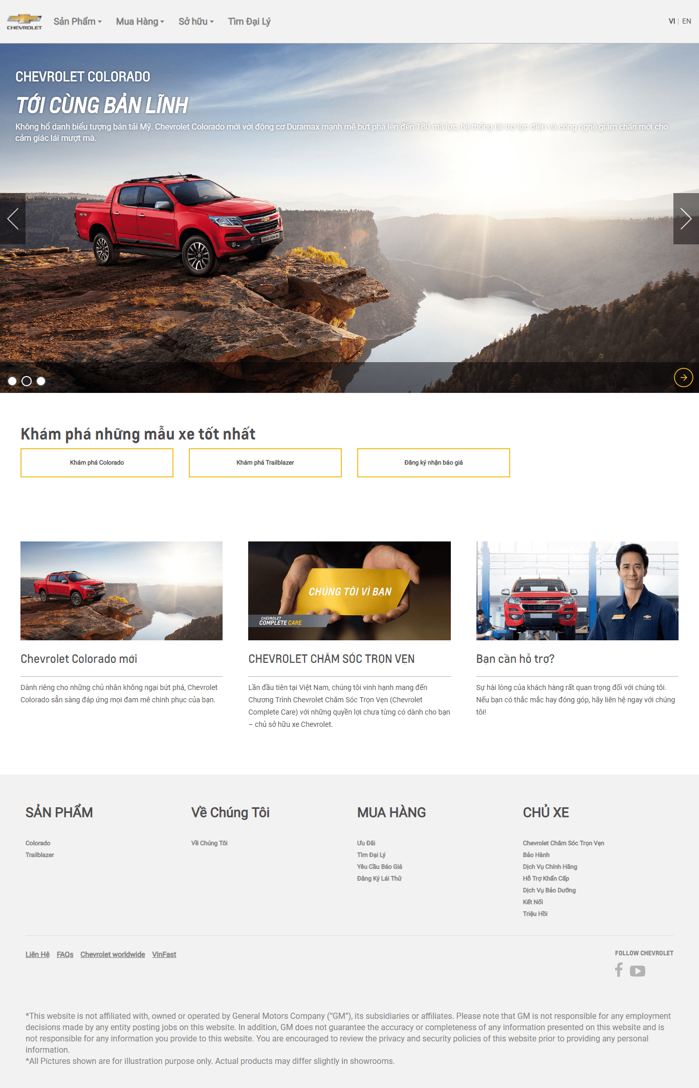 Thiết kế Web xe hơi Ô tô chevrolet.com.vn