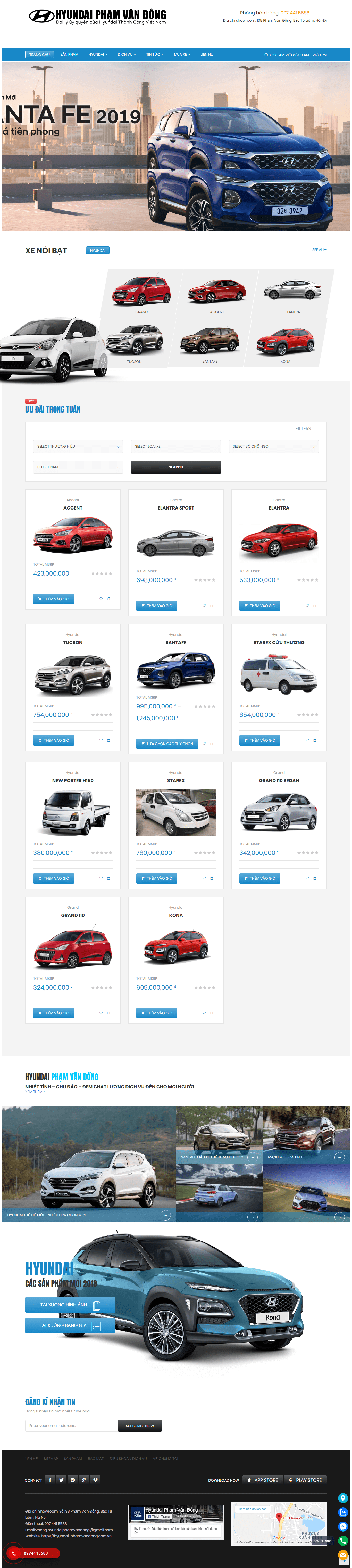Thiết kế Web xe hơi Ô tô hyundai-phamvandong.com.vn