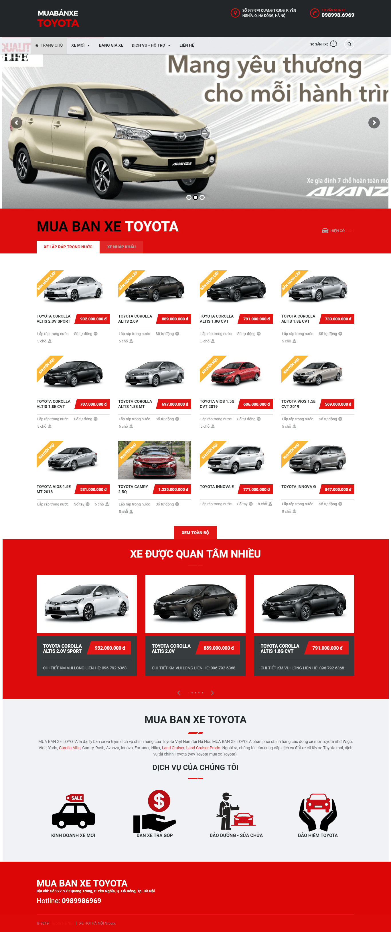 Thiết kế Web xe hơi Ô tô muabanxetoyota.vn