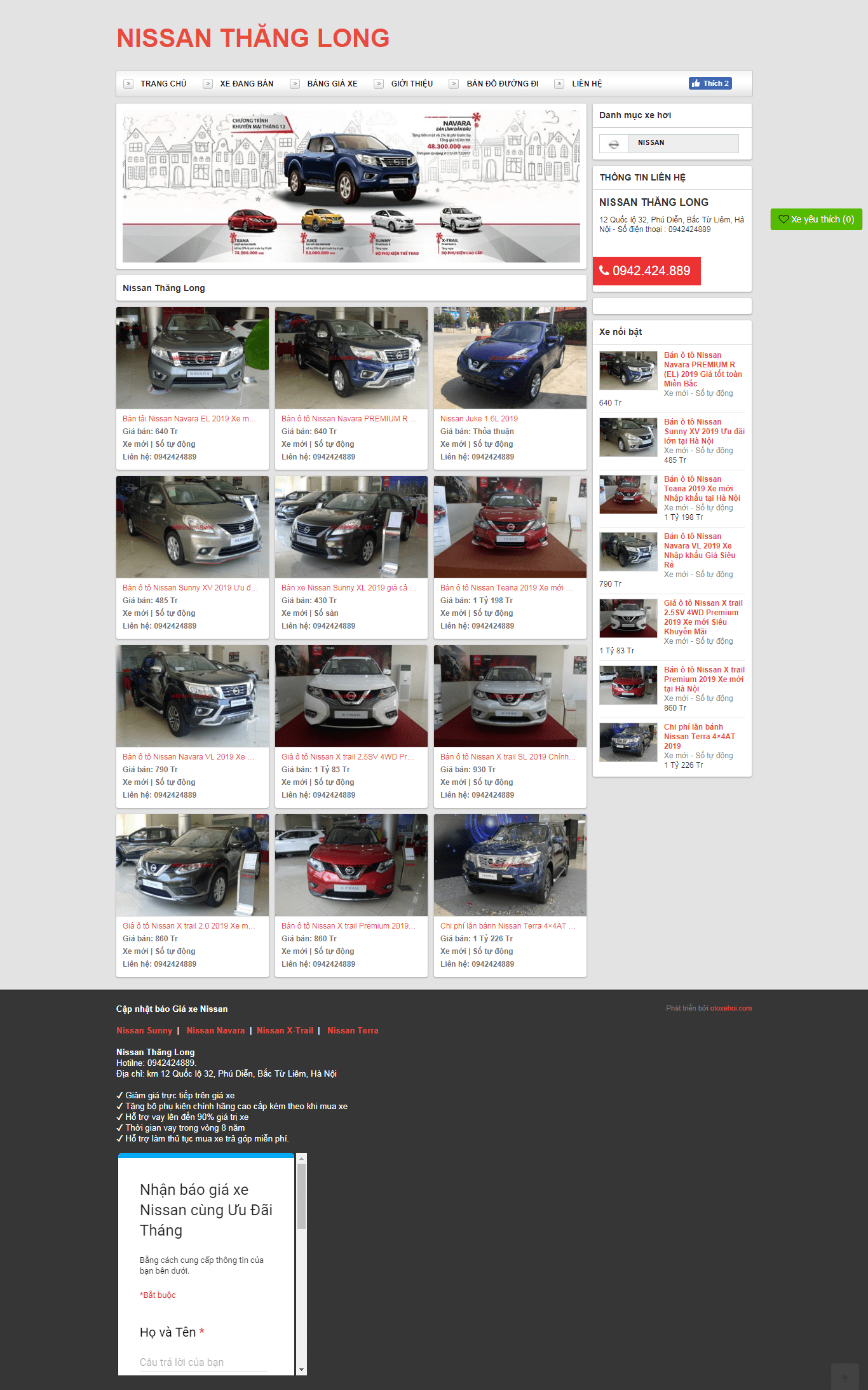 Thiết kế Web xe hơi Ô tô nissanthanglong.otoxehoi.com