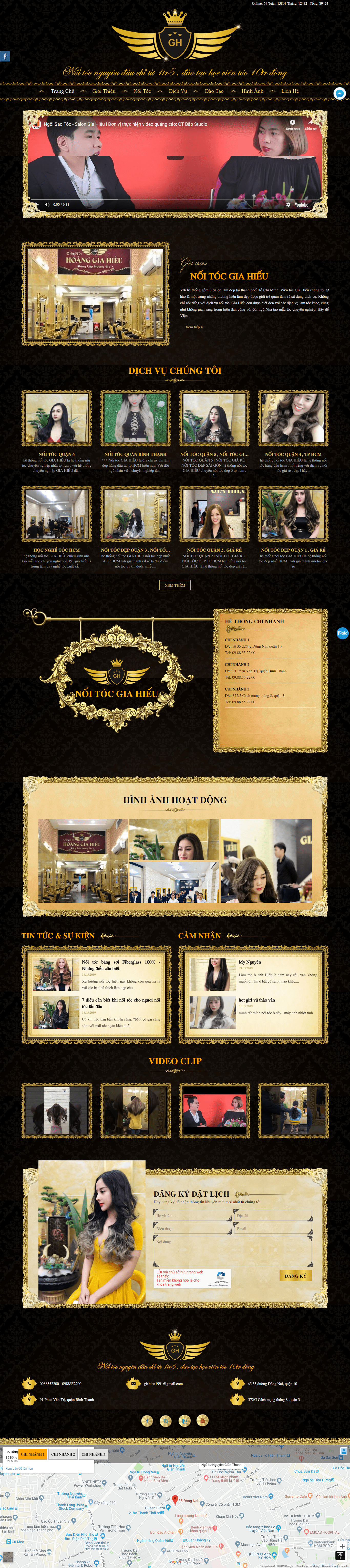 Thiết kế Web hiệu cắt tóc hair salon hocvientocgiahieu.com