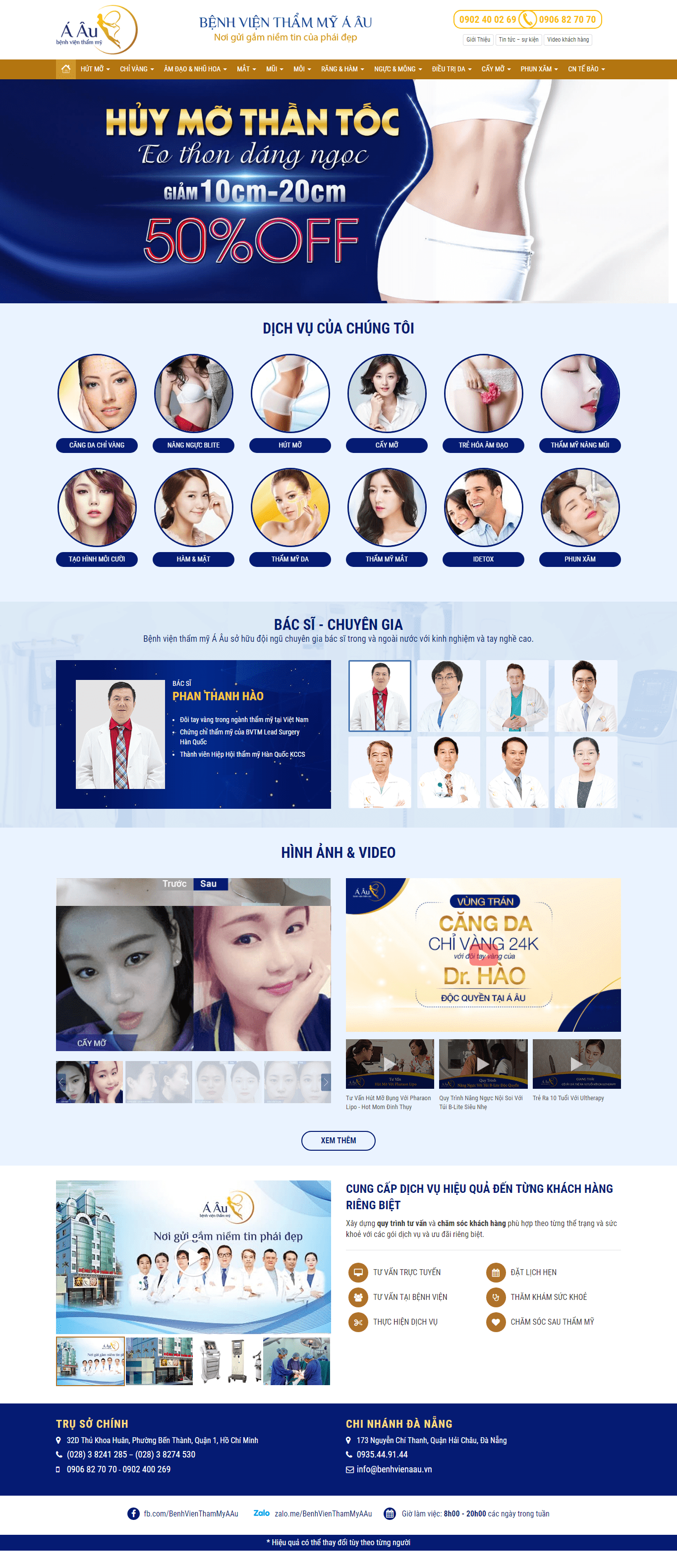 Thiết kế Web spa thẩm mỹ viện benhvienaau.vn