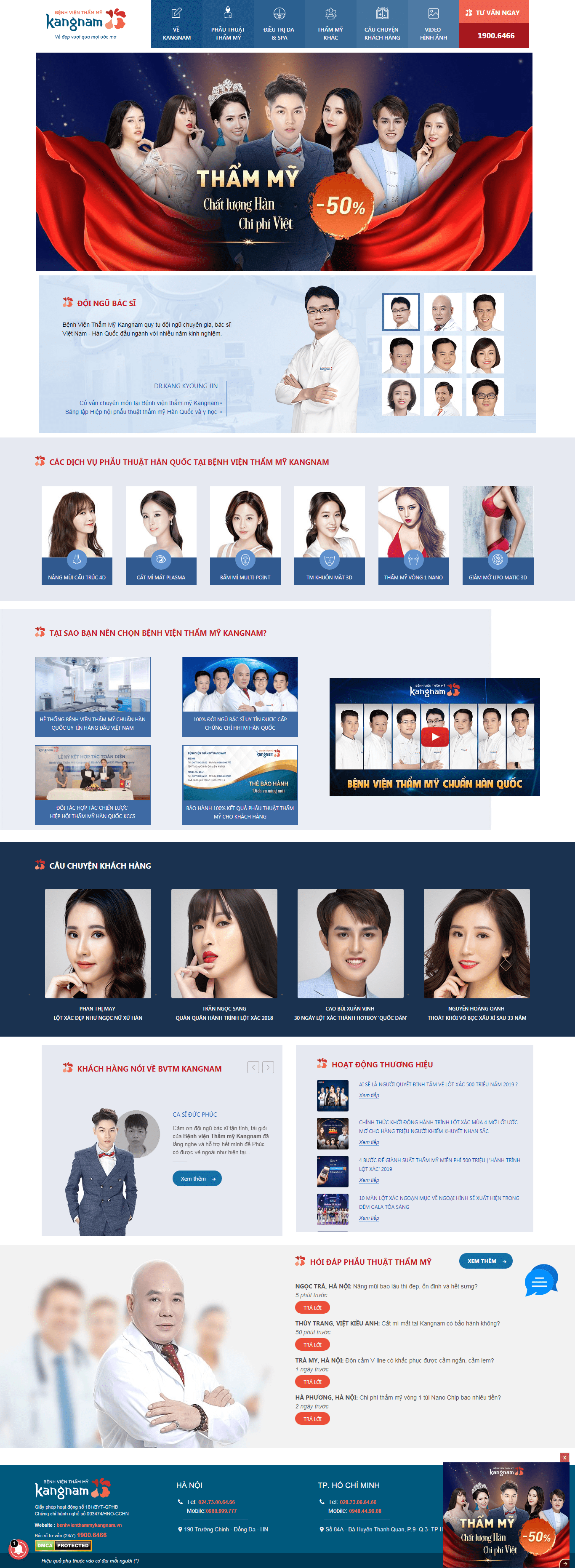 Thiết kế Web spa thẩm mỹ viện benhvienthammykangnam.vn