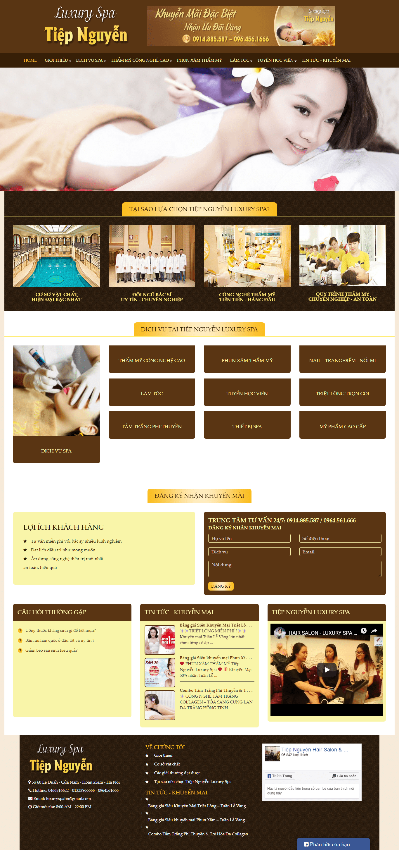 Thiết kế Web spa thẩm mỹ viện luxuryspahn.com