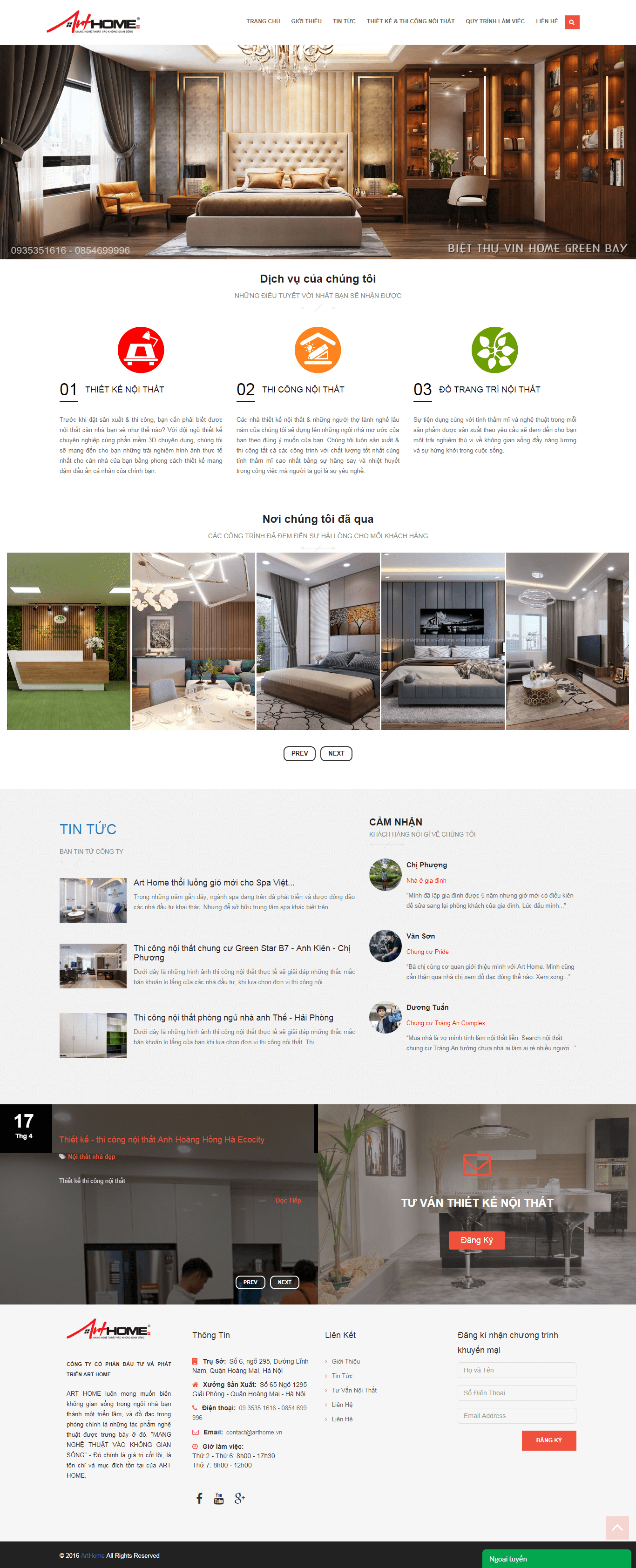 Thiết kế Web nội thất kiến trúc arthome.vn