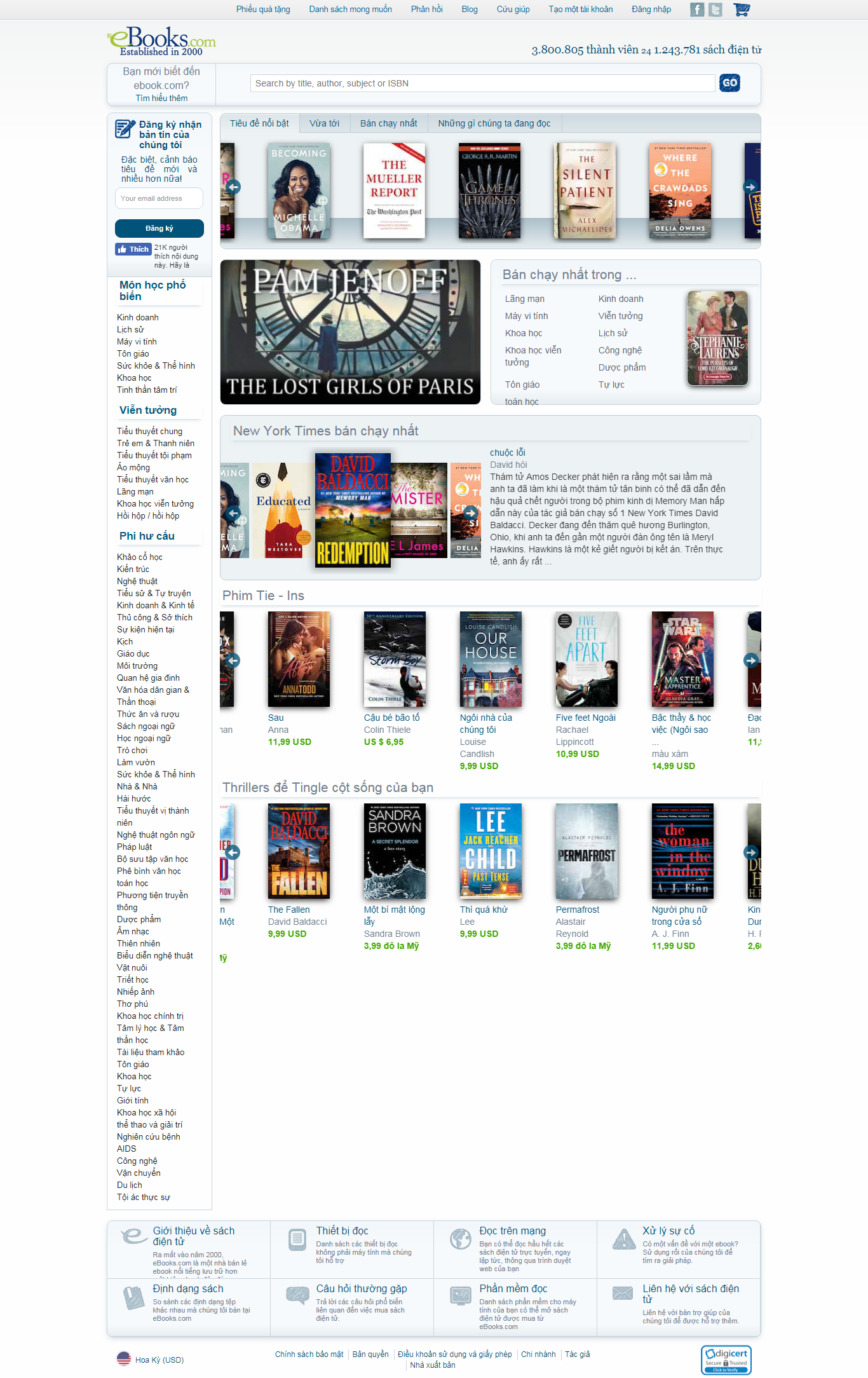 Thiết kế Web bán sách ebook ebooks.com