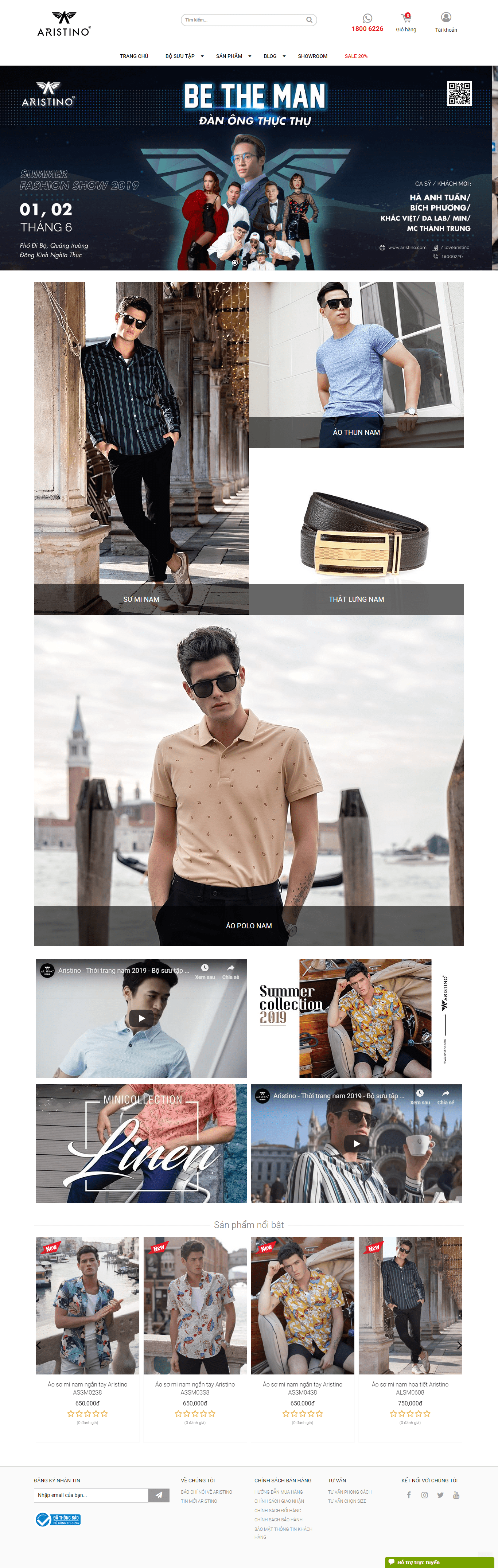 Thiết kế Web quần Áo aristino.com