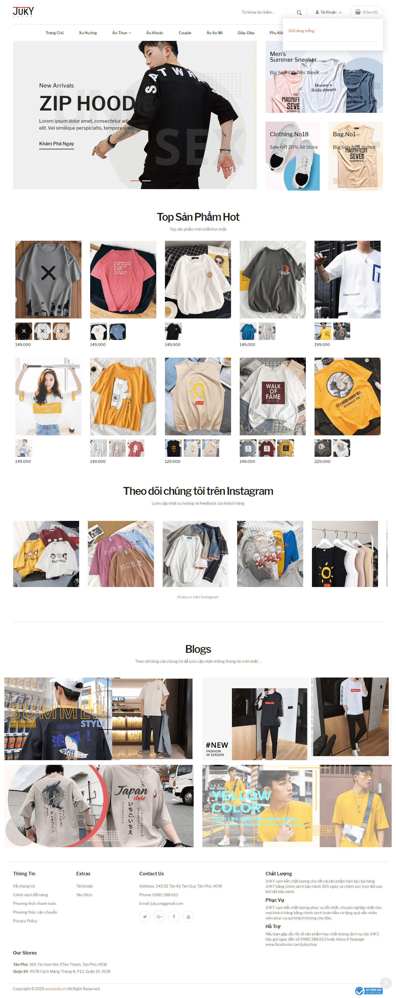 Thiết kế Web quần Áo juky.vn