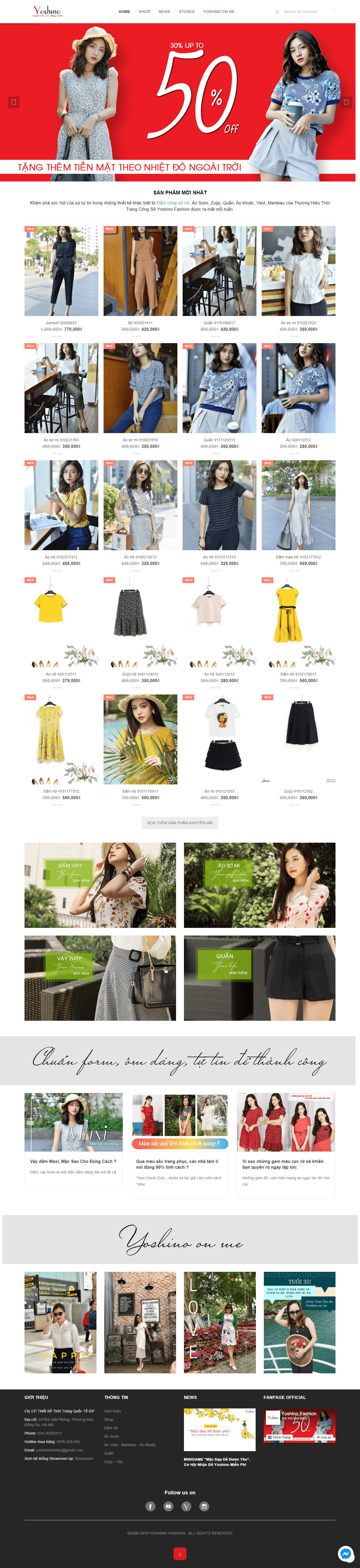 Thiết kế Web quần Áo yoshino.com.vn