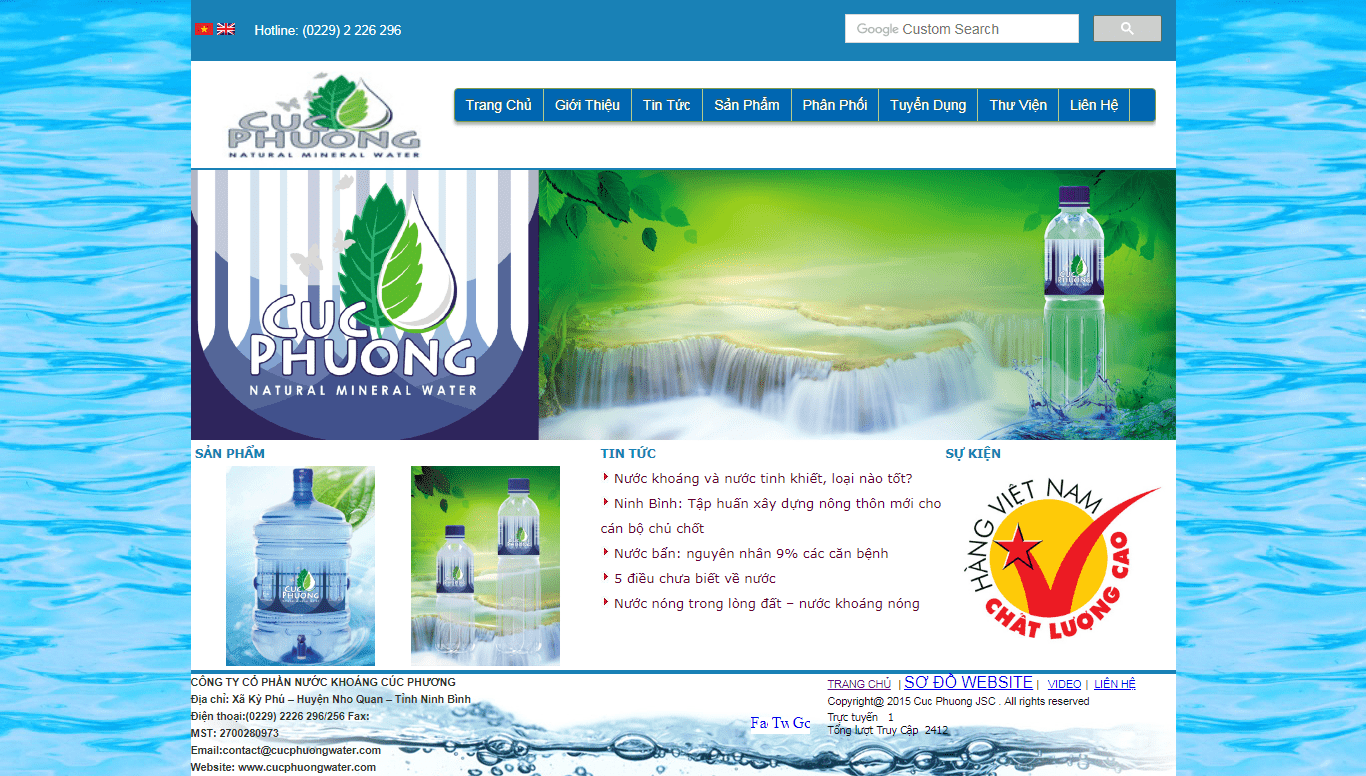 Thiết kế Web nước uống cucphuongwater.com