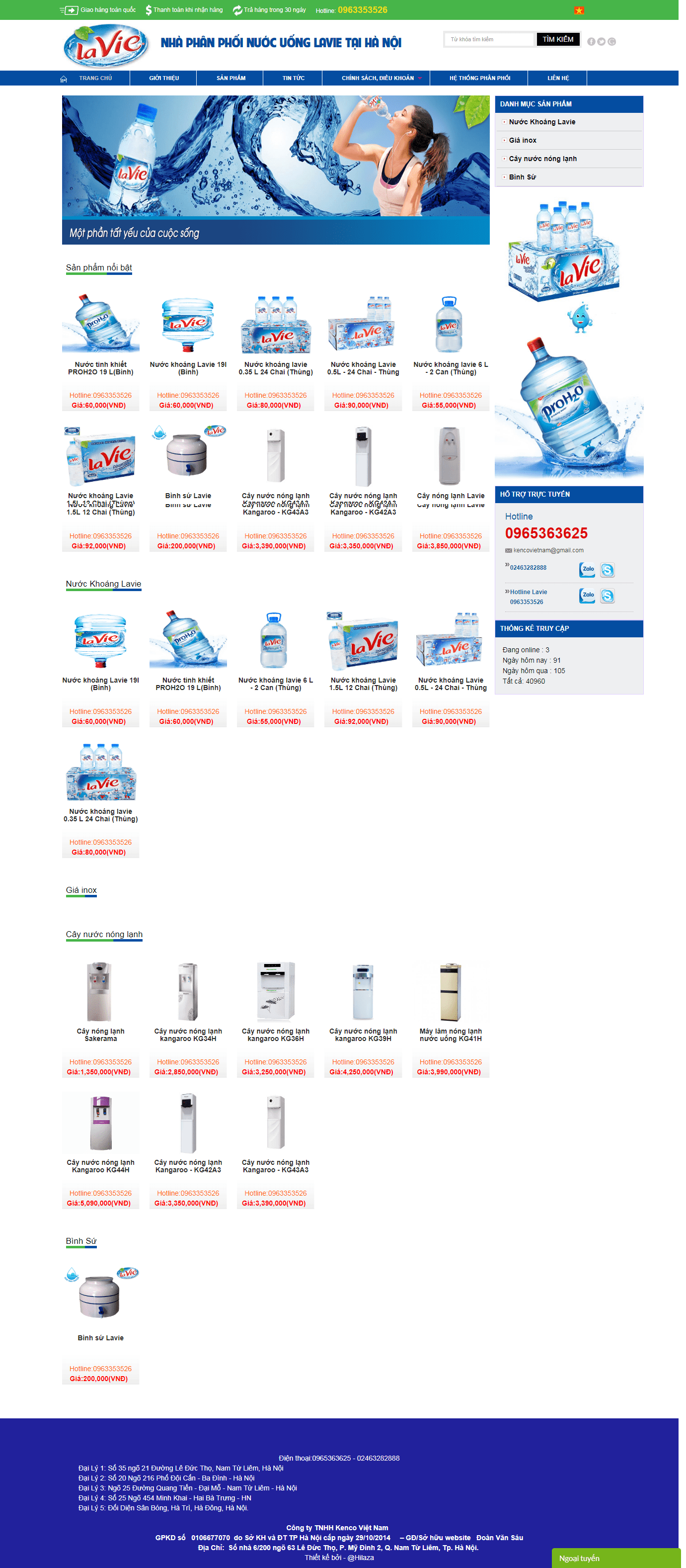 Thiết kế Web nước uống nuocuonglavie.com.vn