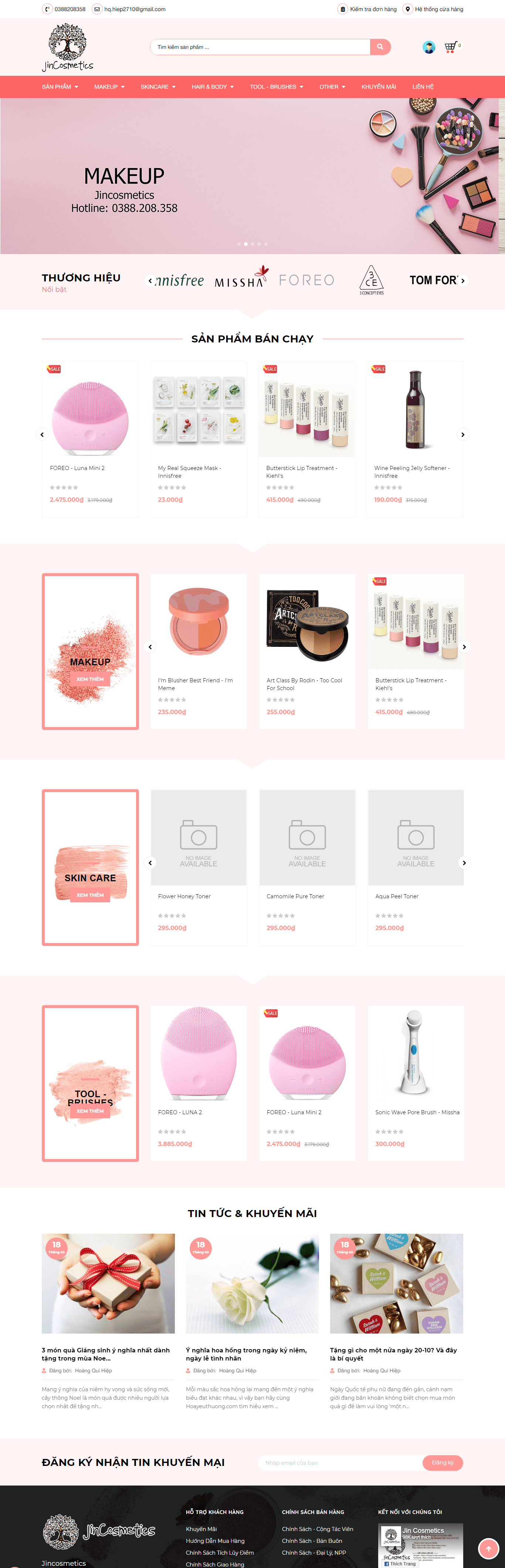 Thiết kế Web mỹ phẩm nước hoa jincosmetics.vn