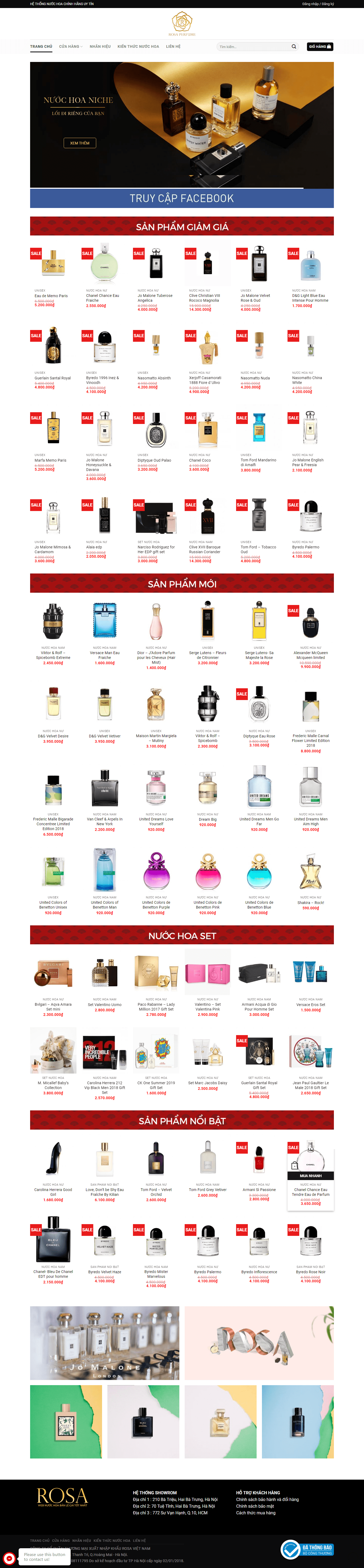 Thiết kế Web mỹ phẩm nước hoa nuochoarosa.com