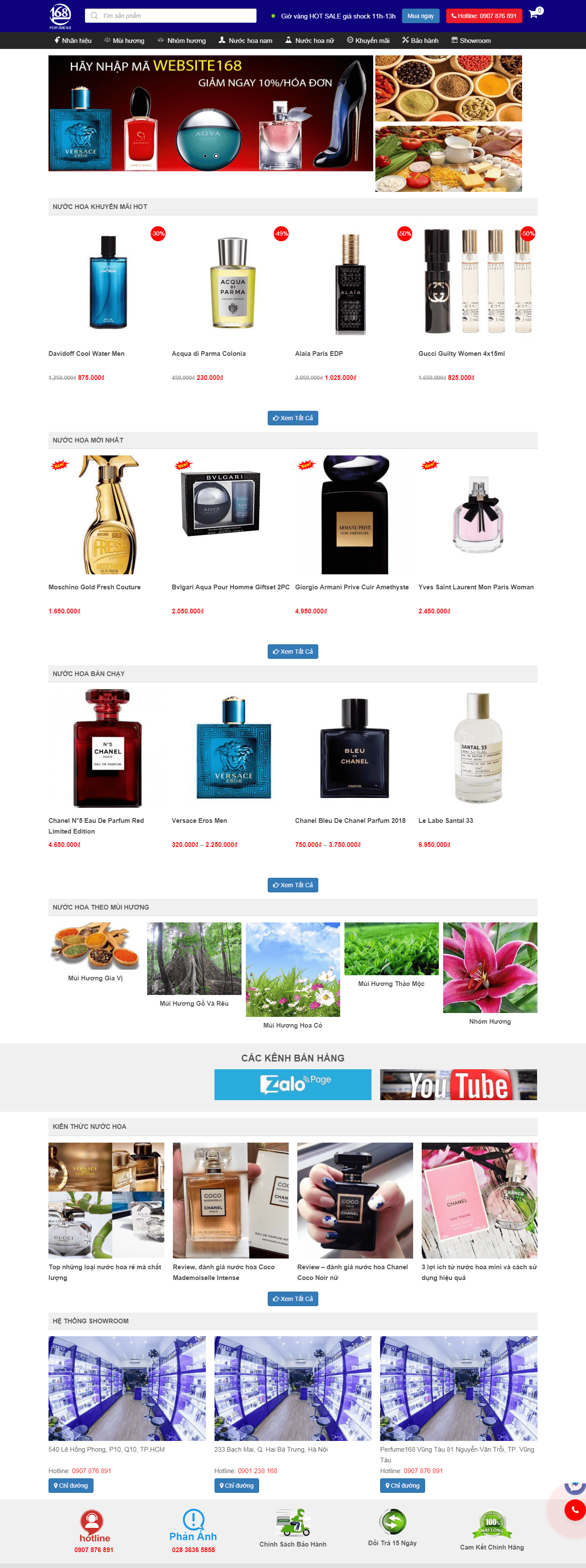 Thiết kế Web mỹ phẩm nước hoa perfume168.com