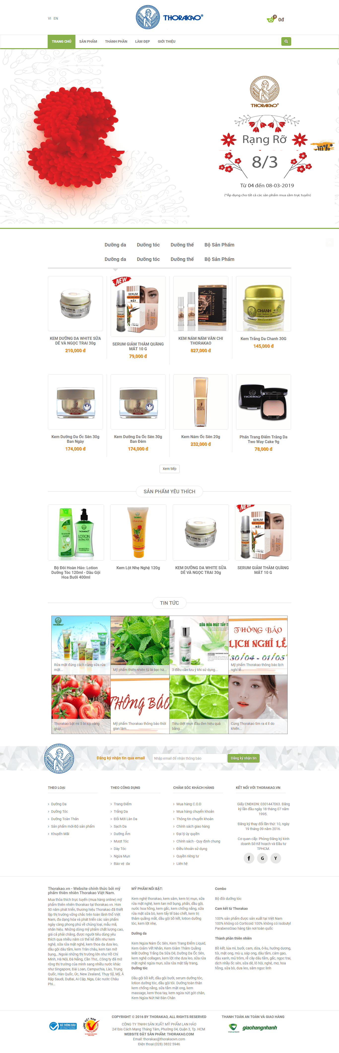 Thiết kế Web mỹ phẩm nước hoa thorakao.com