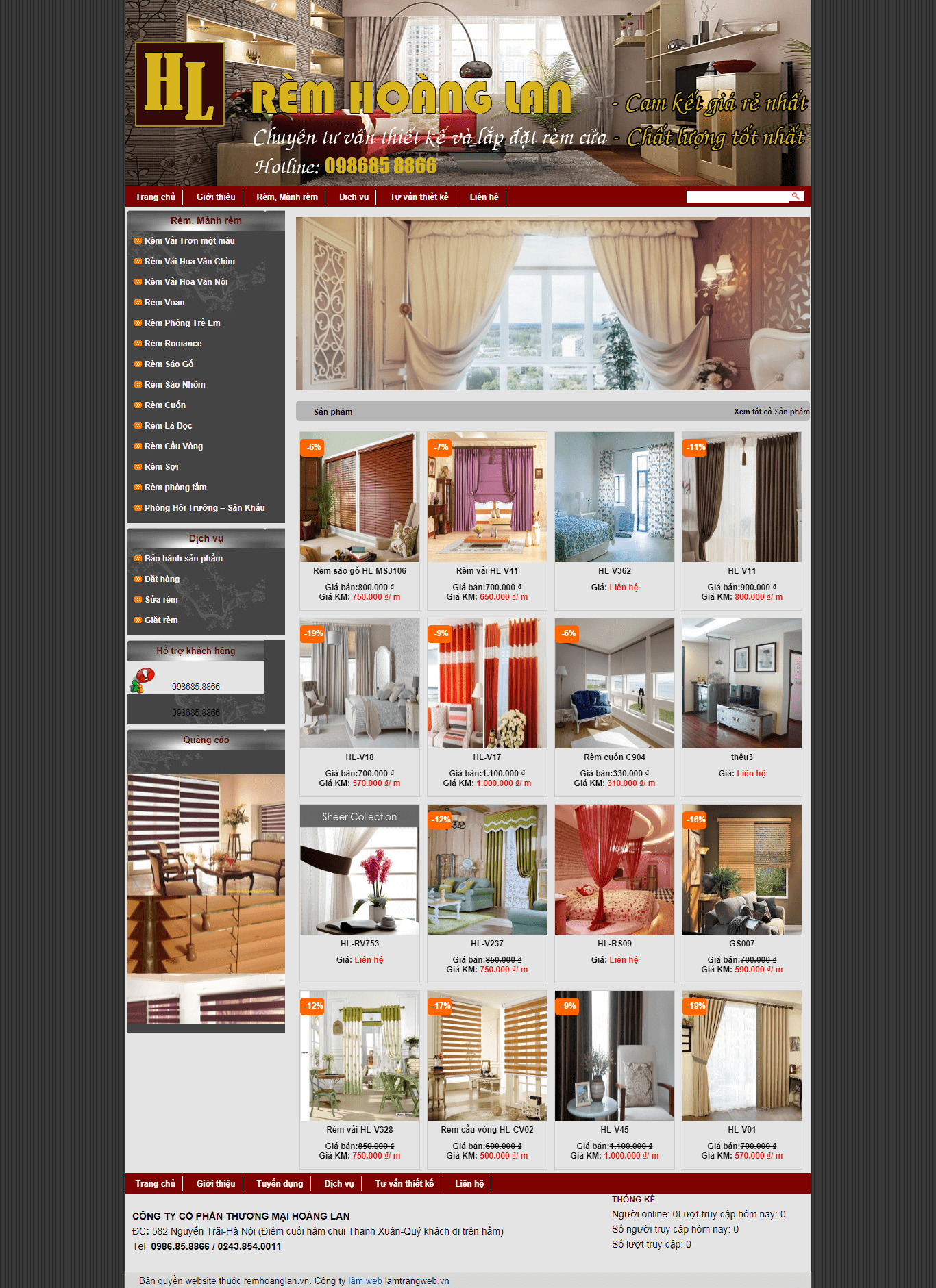 Thiết kế Web mành rèm cửa remhoanglan.vn