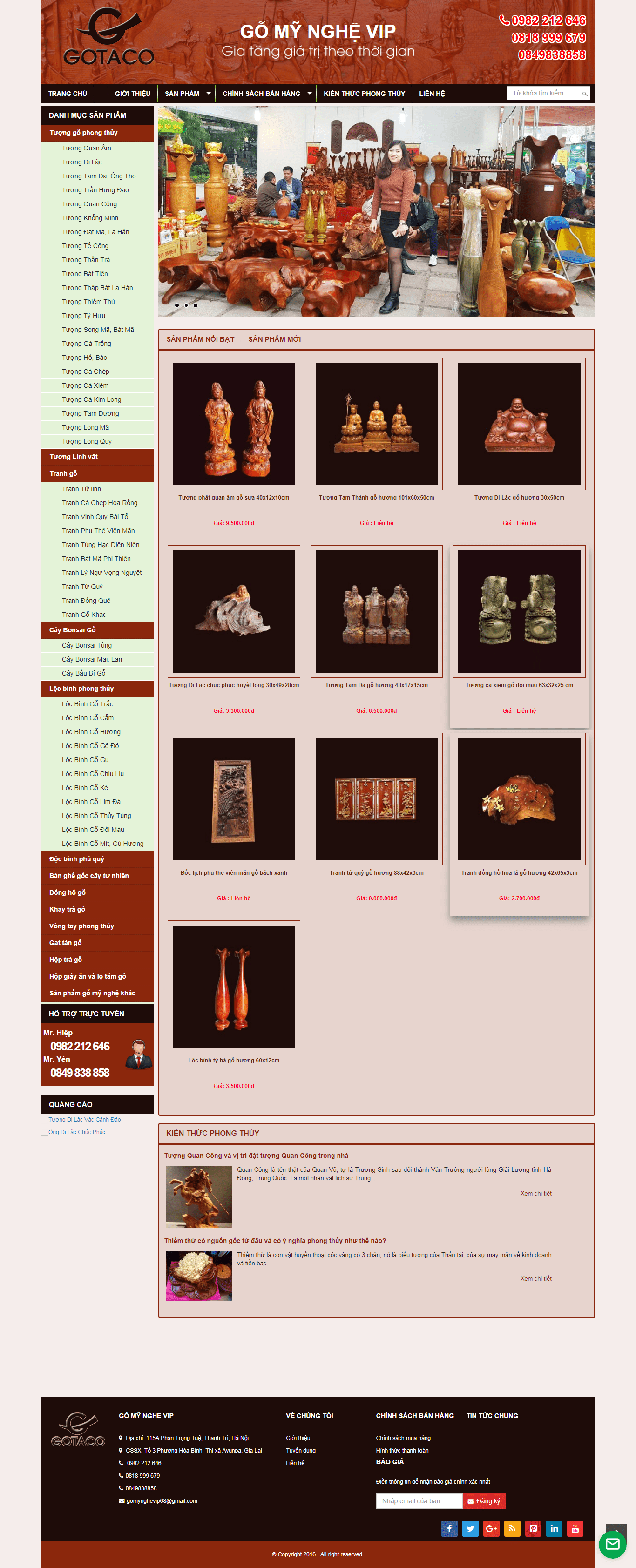 Thiết kế Web Đồ gỗ mỹ nghệ gomynghevip.com