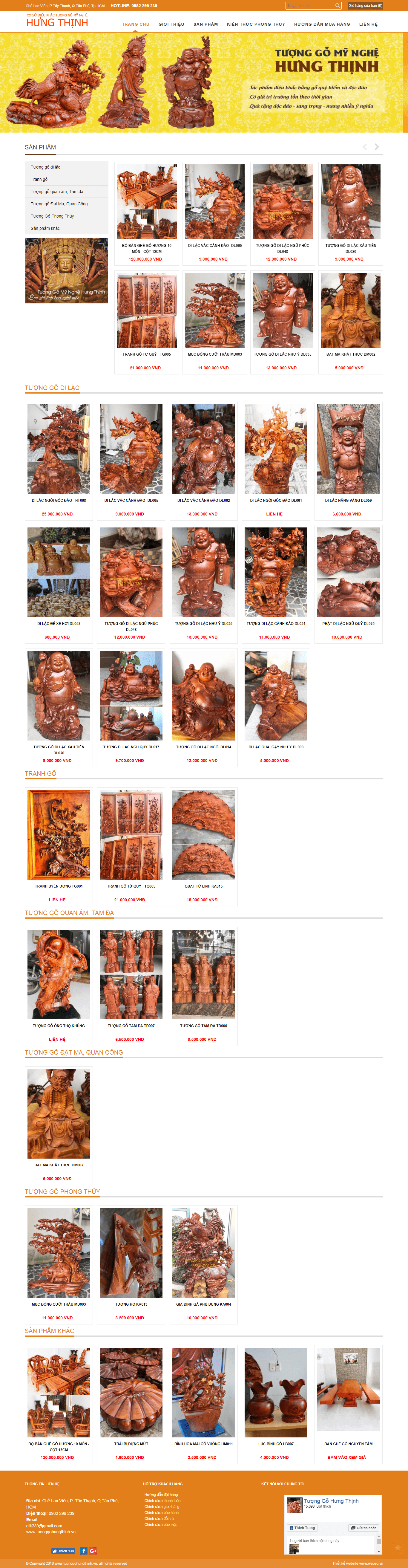 Thiết kế Web Đồ gỗ mỹ nghệ tuonggohungthinh.vn
