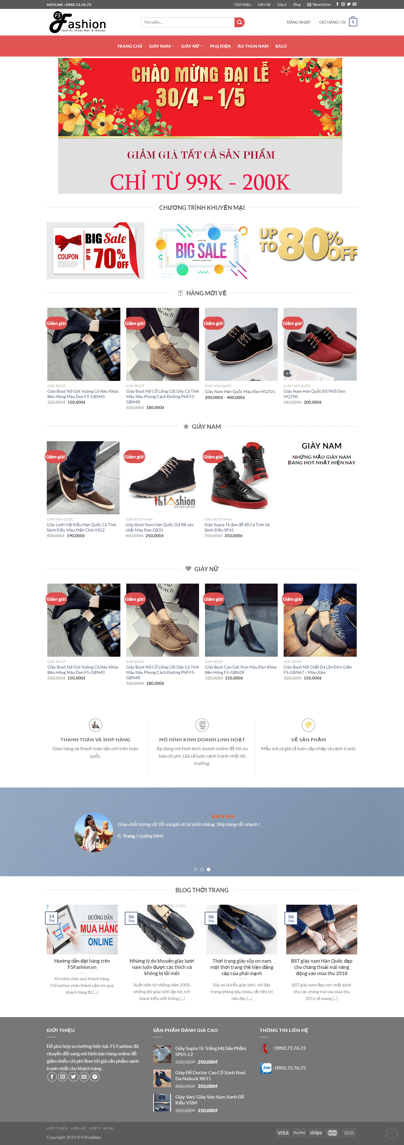 Thiết kế Web bán giày dép f5fashion.vn